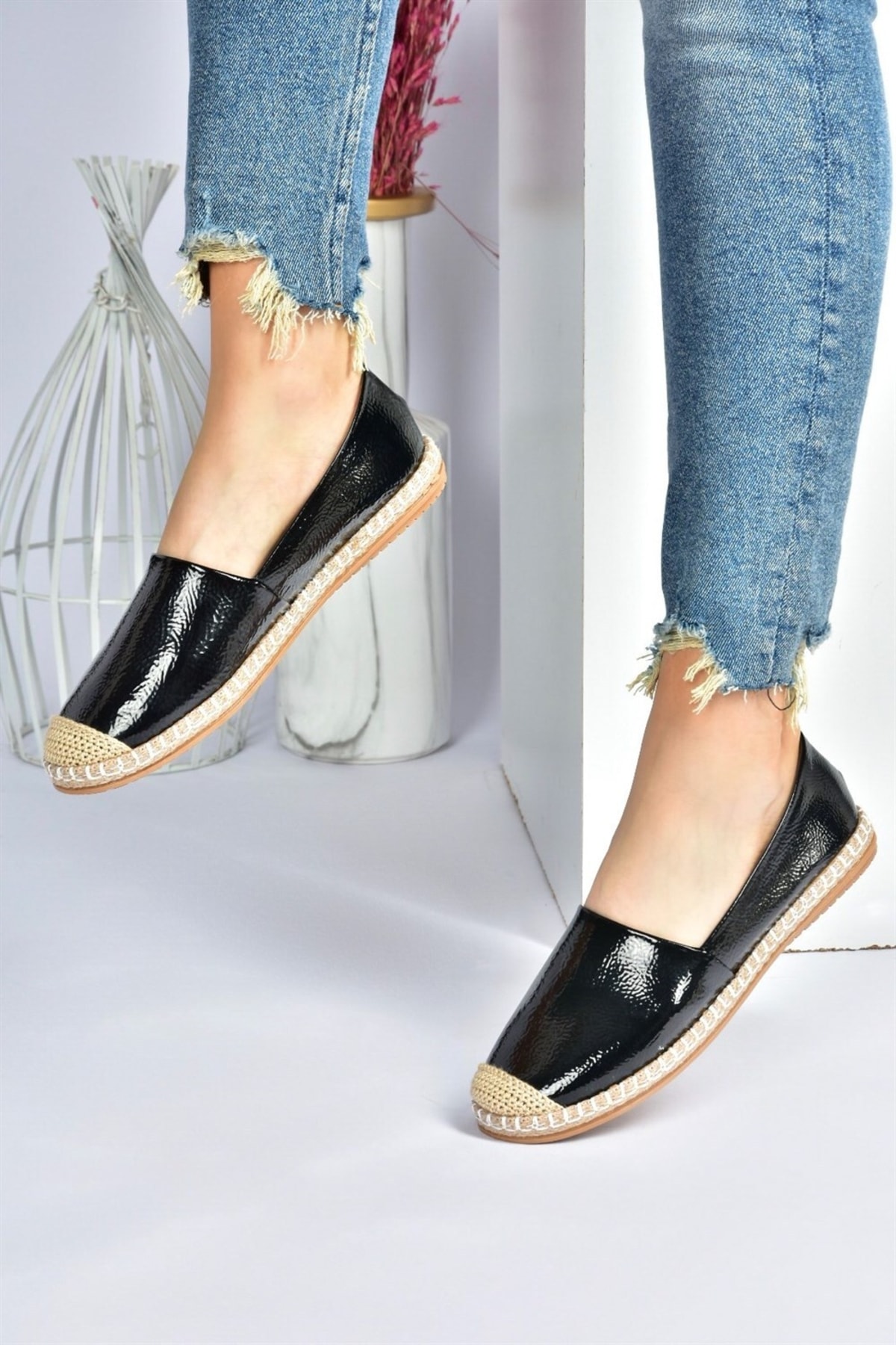 Fox Shoes Black Patent Leather Casual Women's Shoes