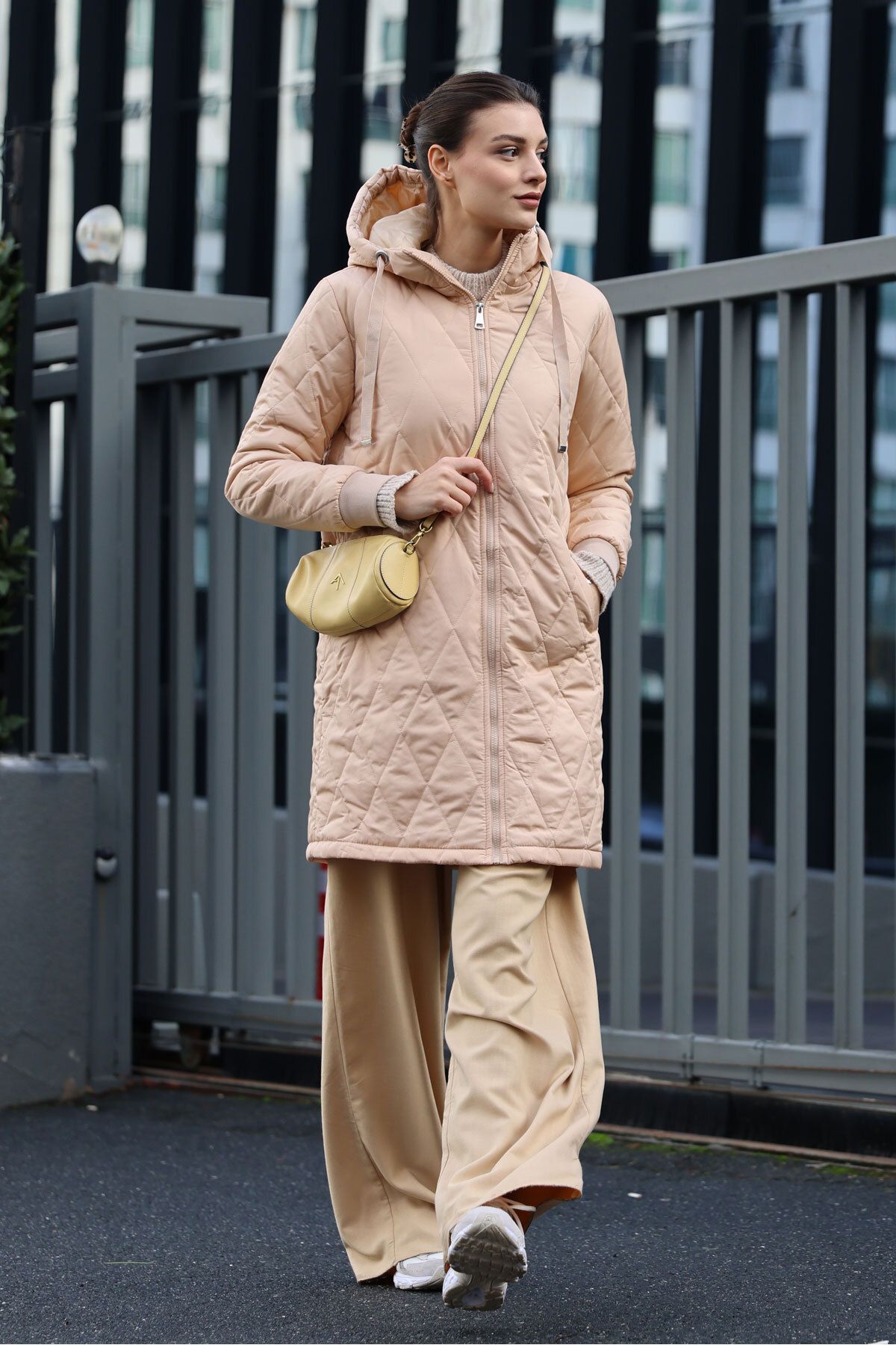 Bigdart 5138 Quilted Long Puffer Jacket - Beige