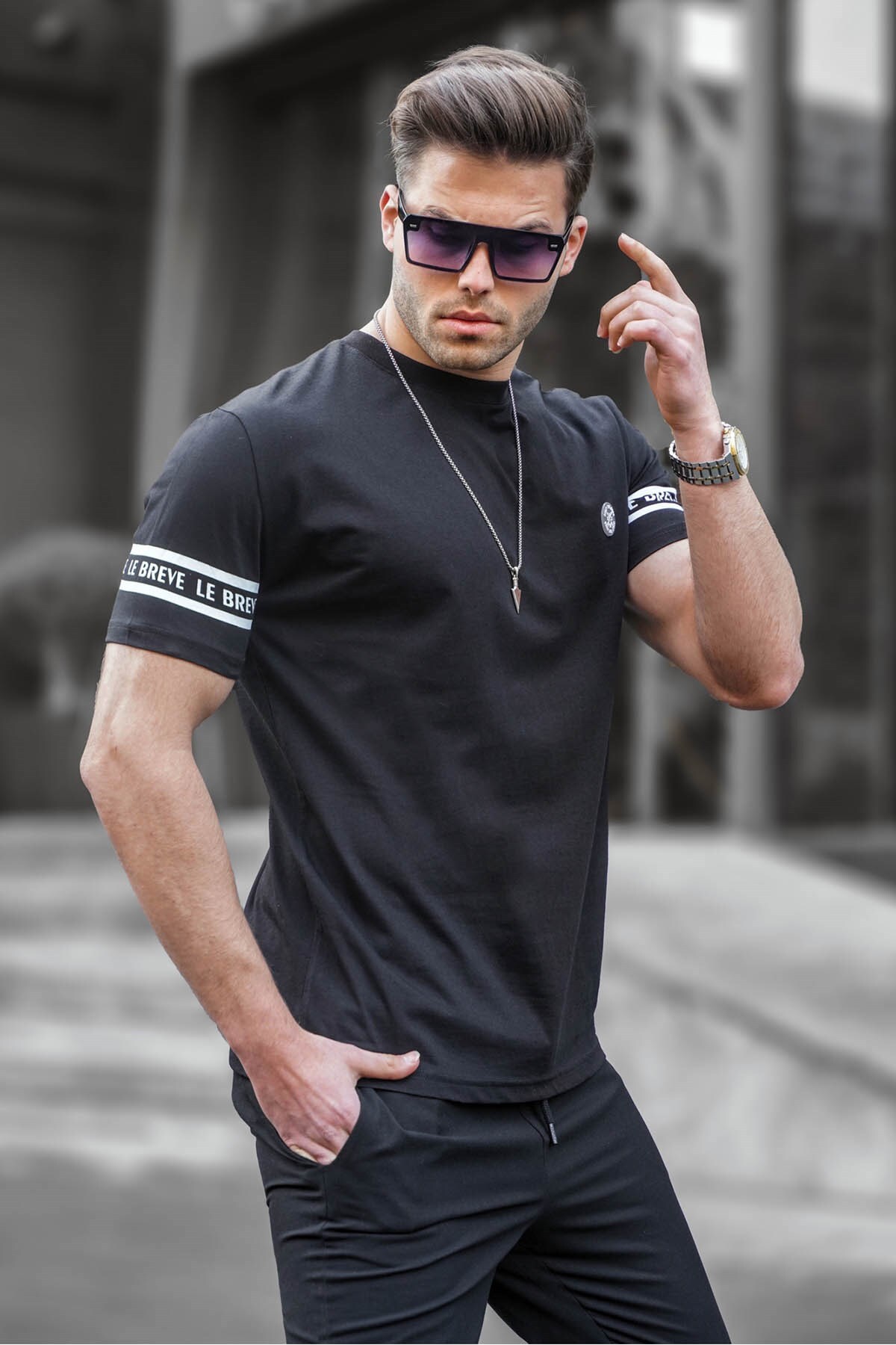 Levně Madmext Men's Black T-Shirt 5381