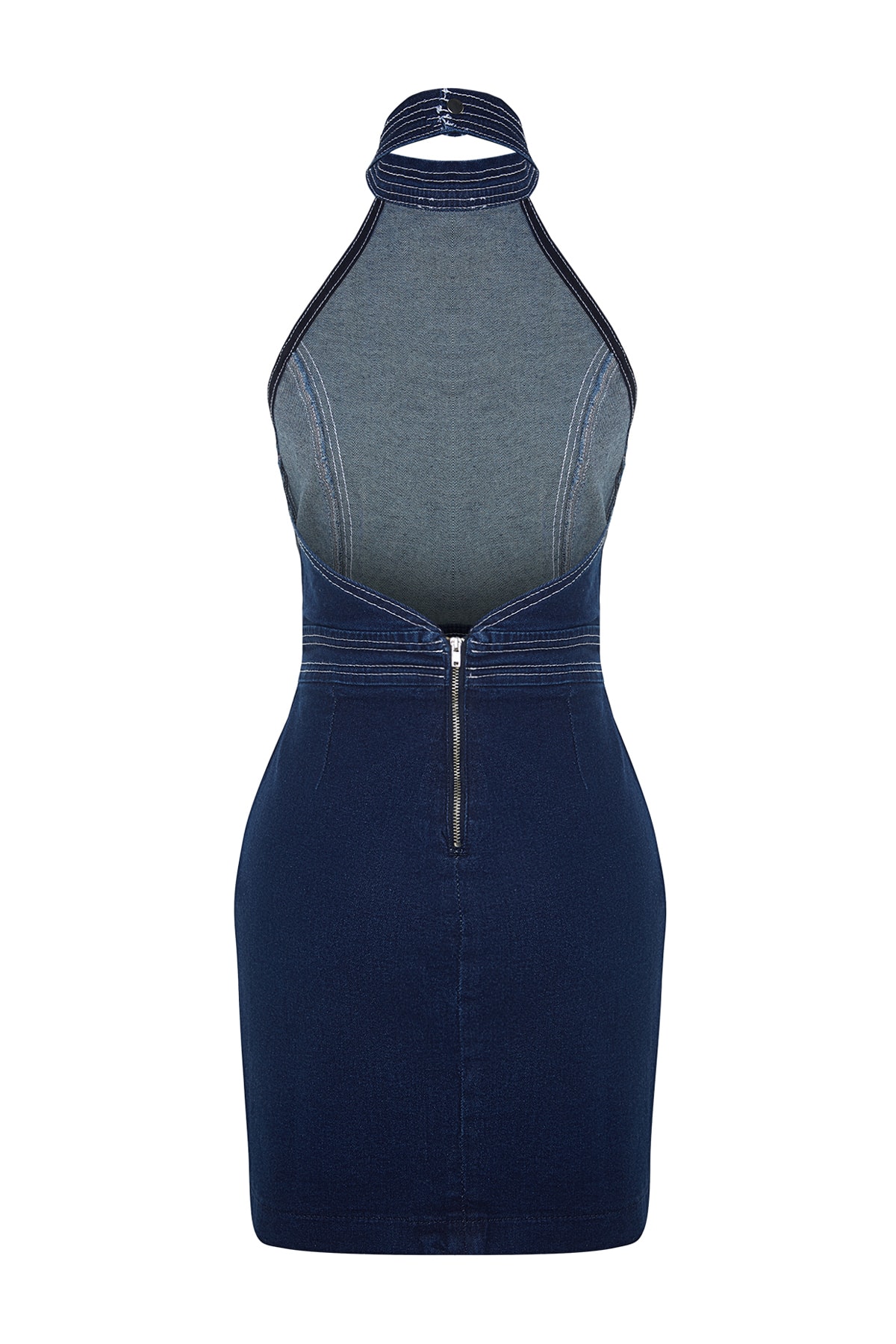 Trendyol Limited Edition Dark Blue Button Detailed Mini Denim Dress