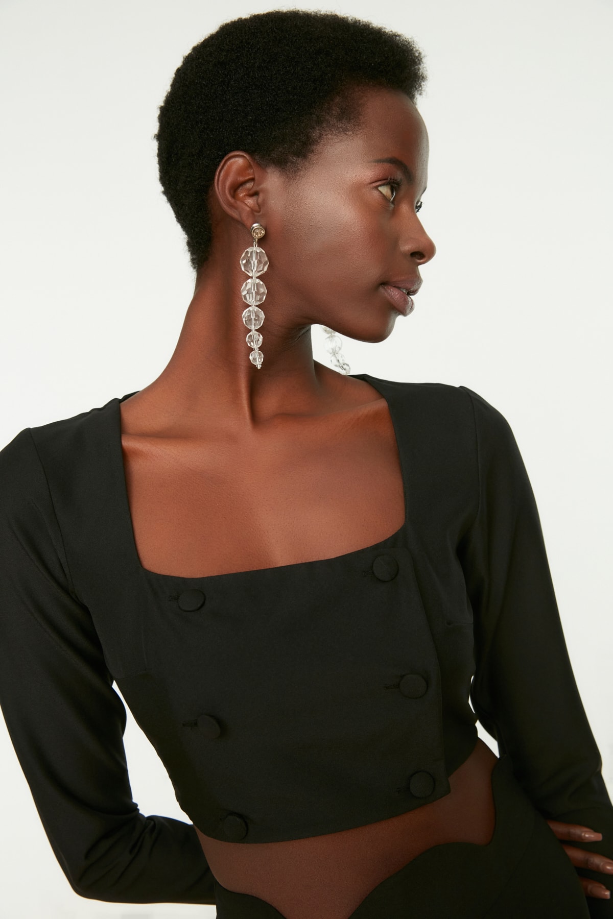 Trendyol Crop Top - Black - Plain