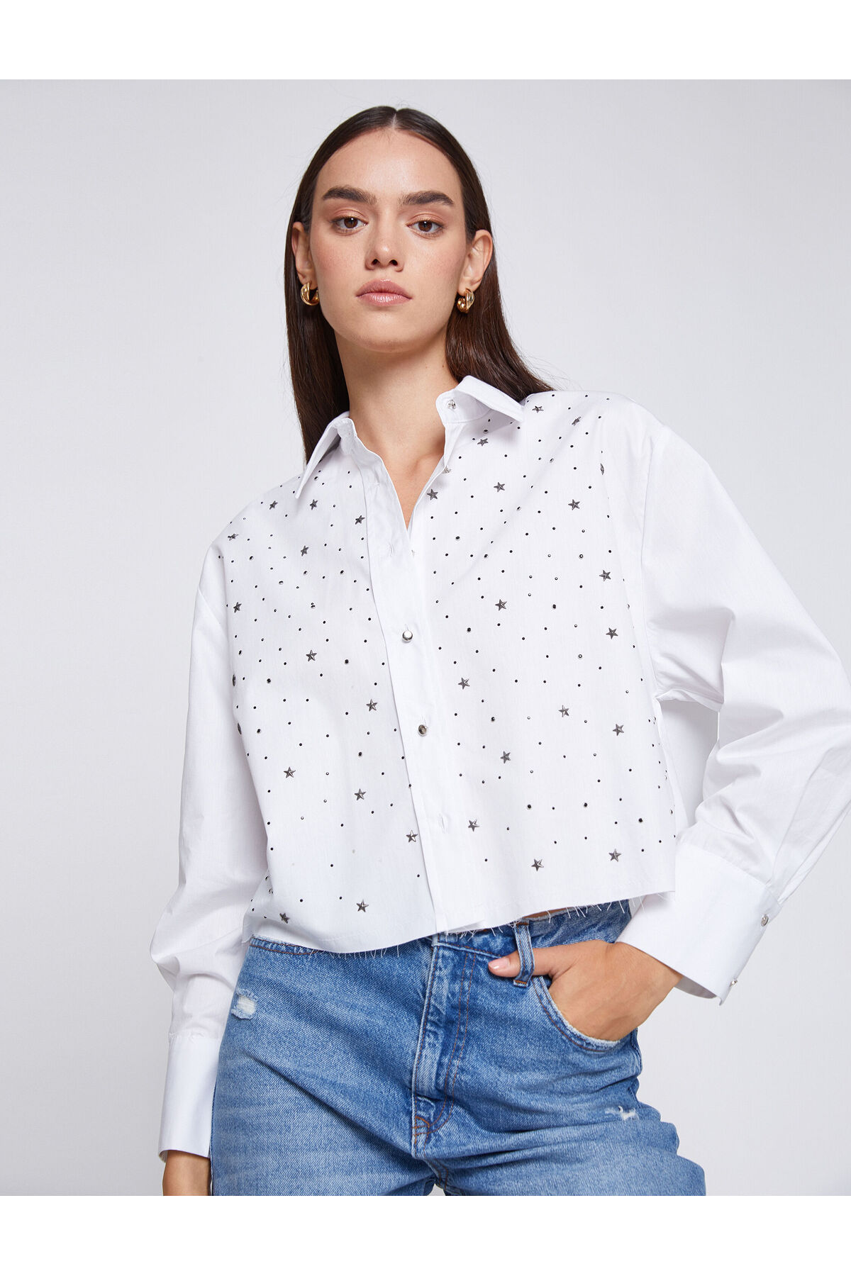 Koton potlačená crop košeľa