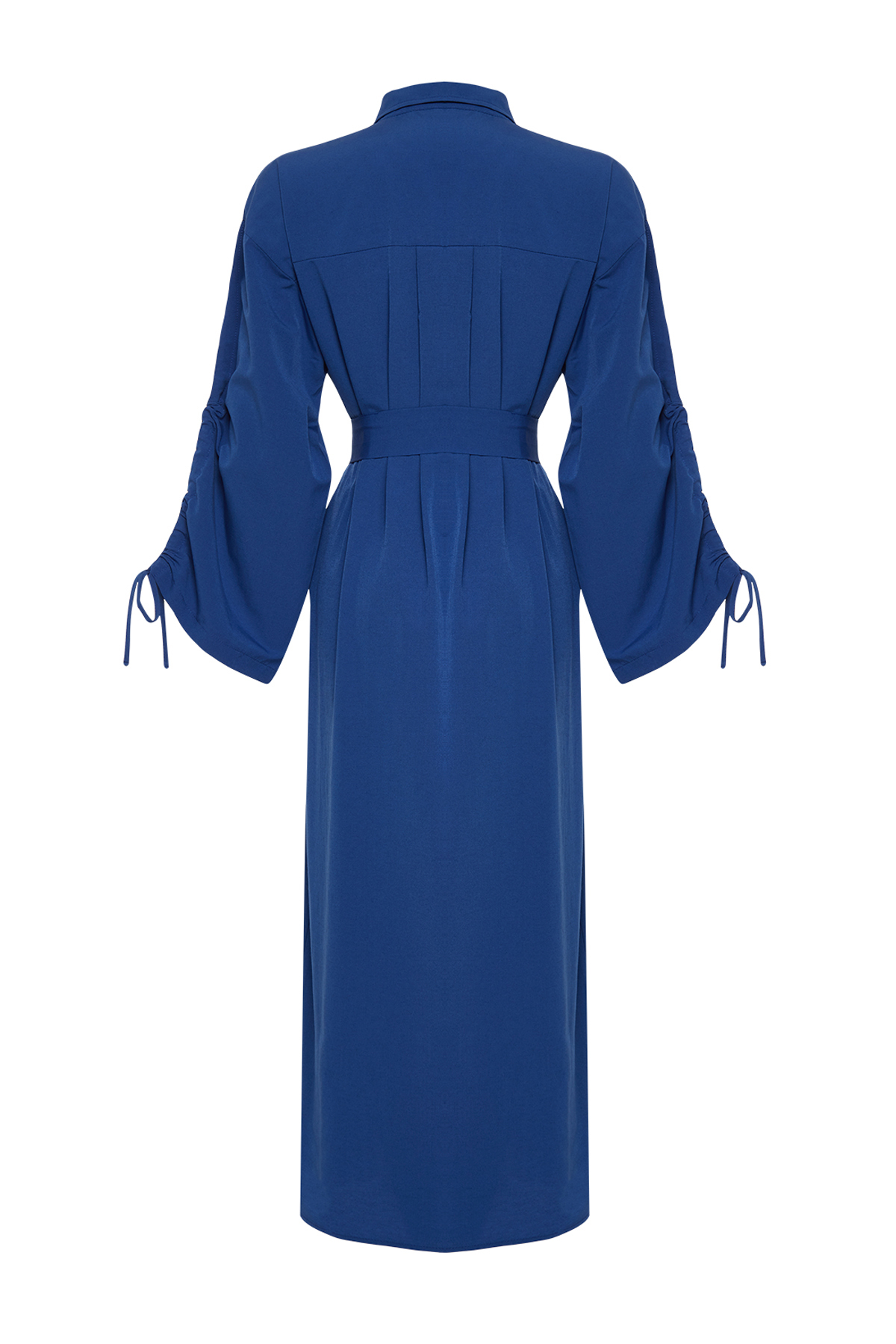 Trendyol Saks Belted Cotton Woven Shirt Dress with Adjustable Sleeves Detail