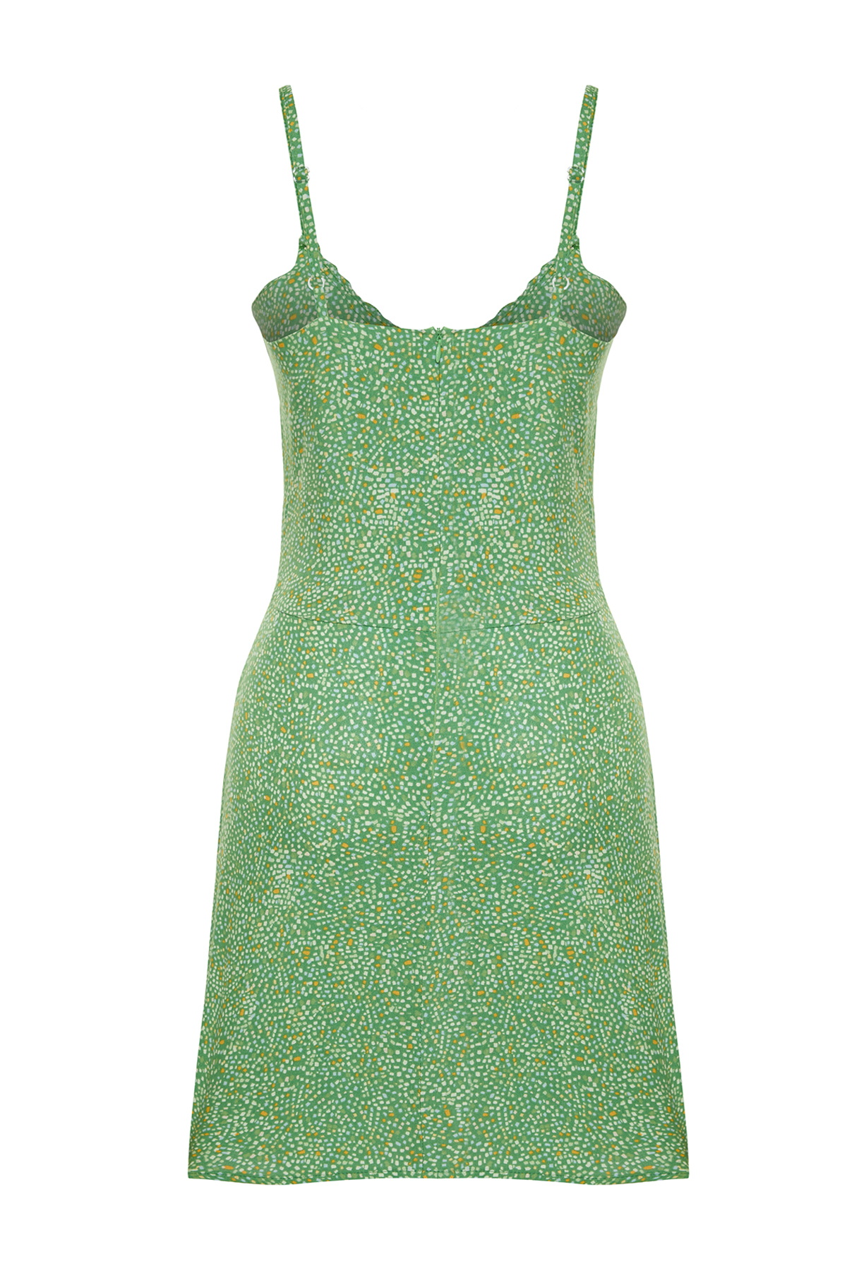 Trendyol Dark Green A-Line Mini Tie Detail Floral Patterned Woven Dress