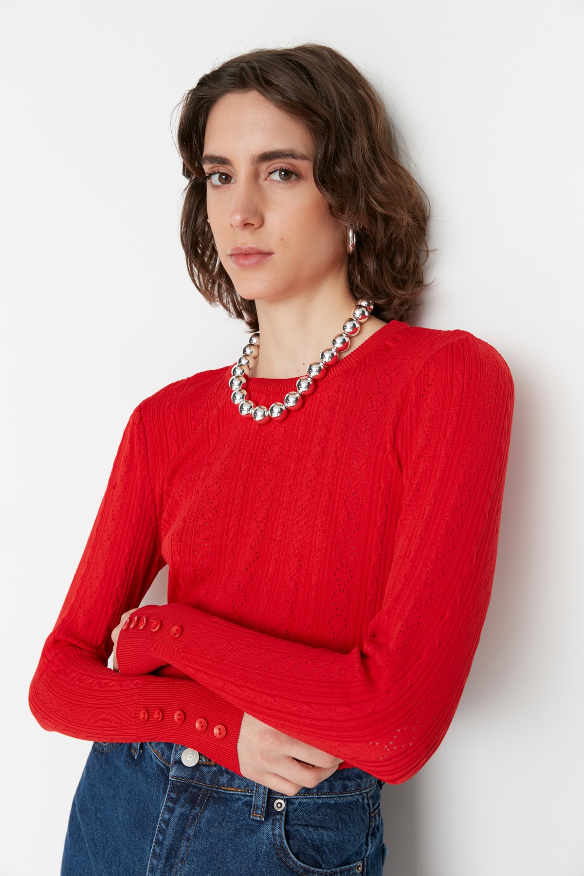 Trendyol Sweater - Red - Regular fit