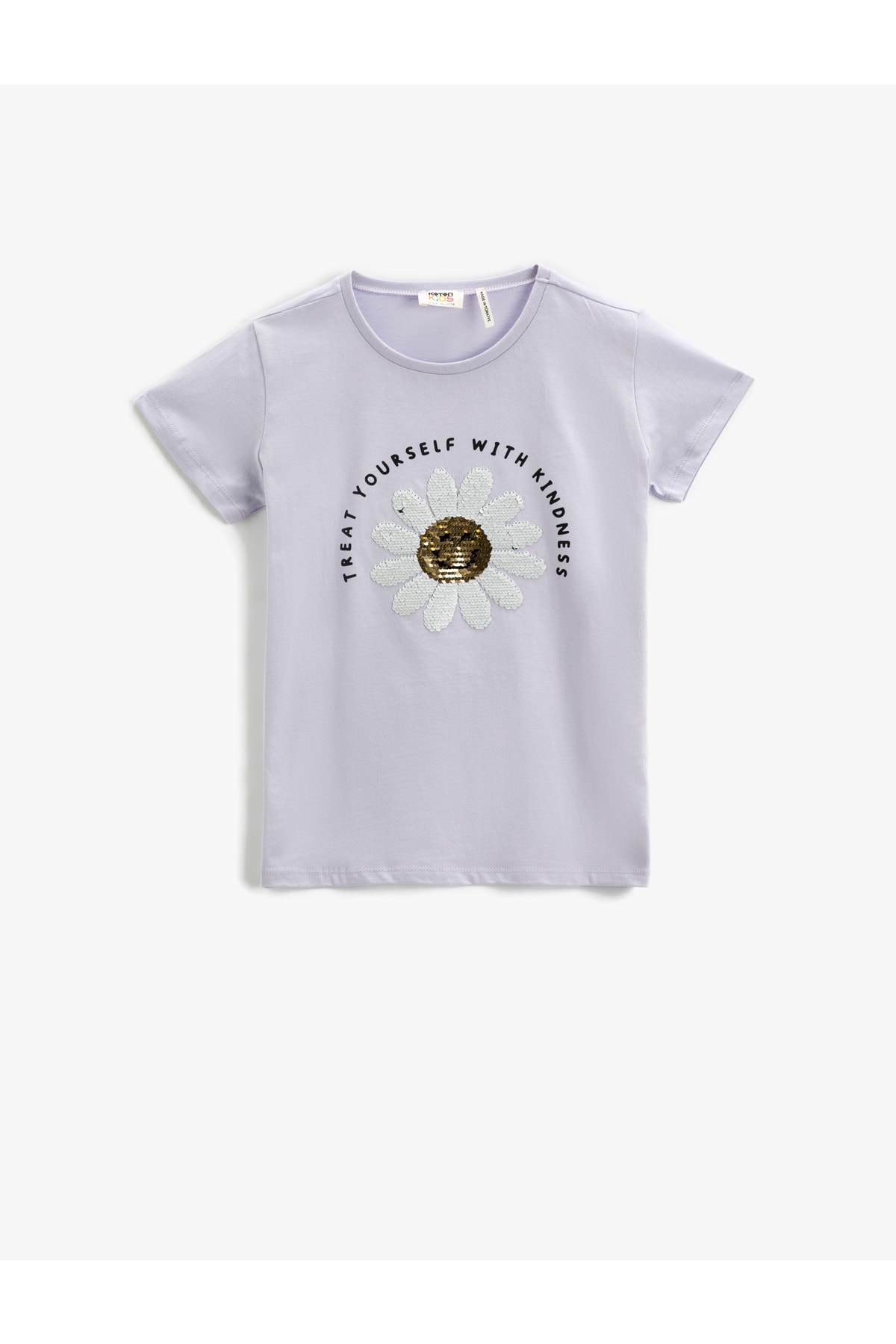 Levně Koton Sequin-sequin Embroidered Short Sleeve T-Shirt Round Neck