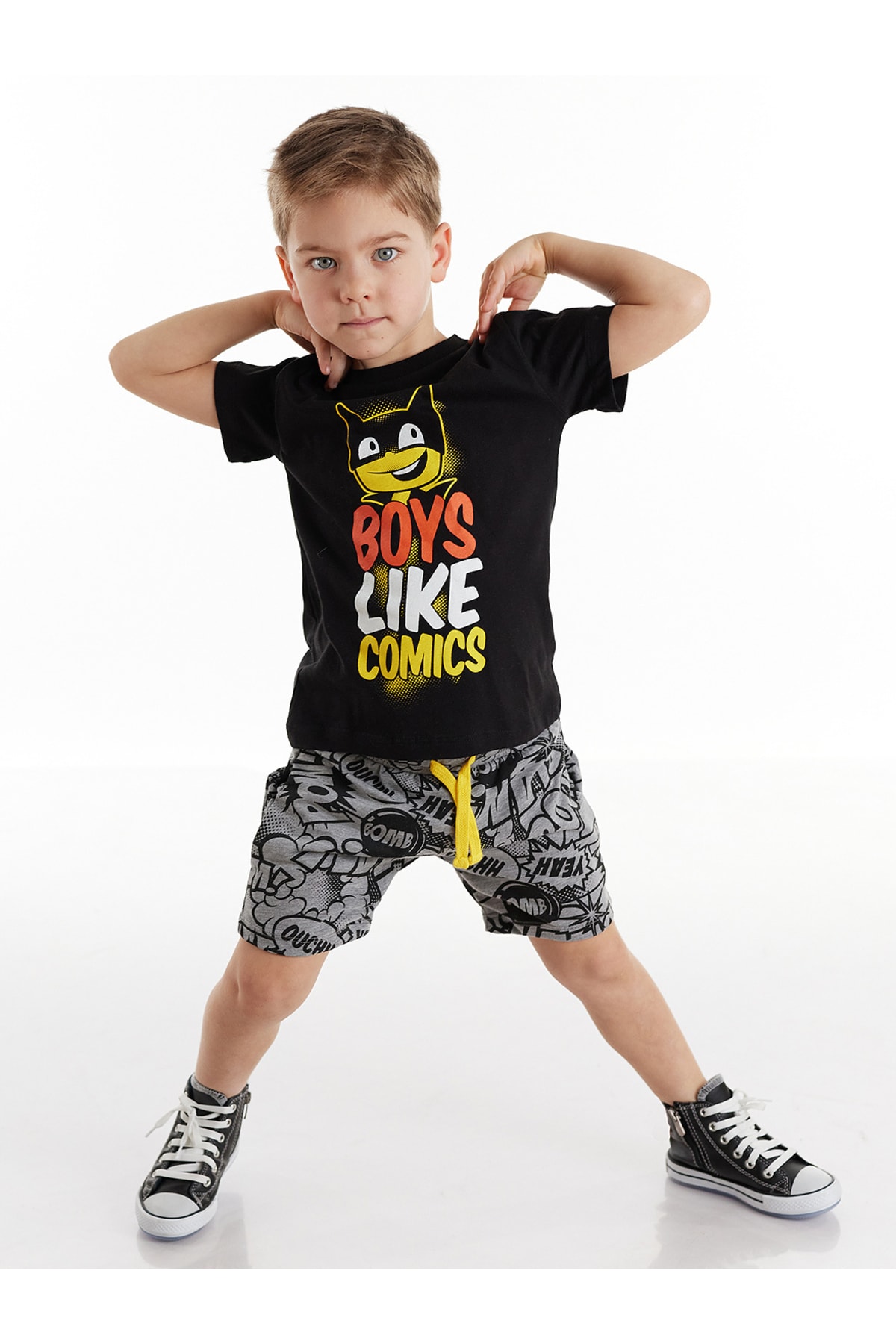 Levně Denokids Comic Book Boys' T-Shirt-Shorts Set