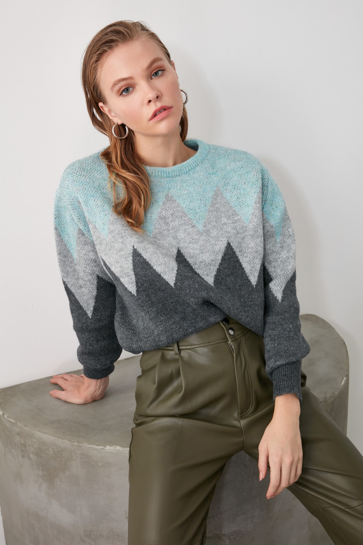 Trendyol Sweater - Green - Regular fit