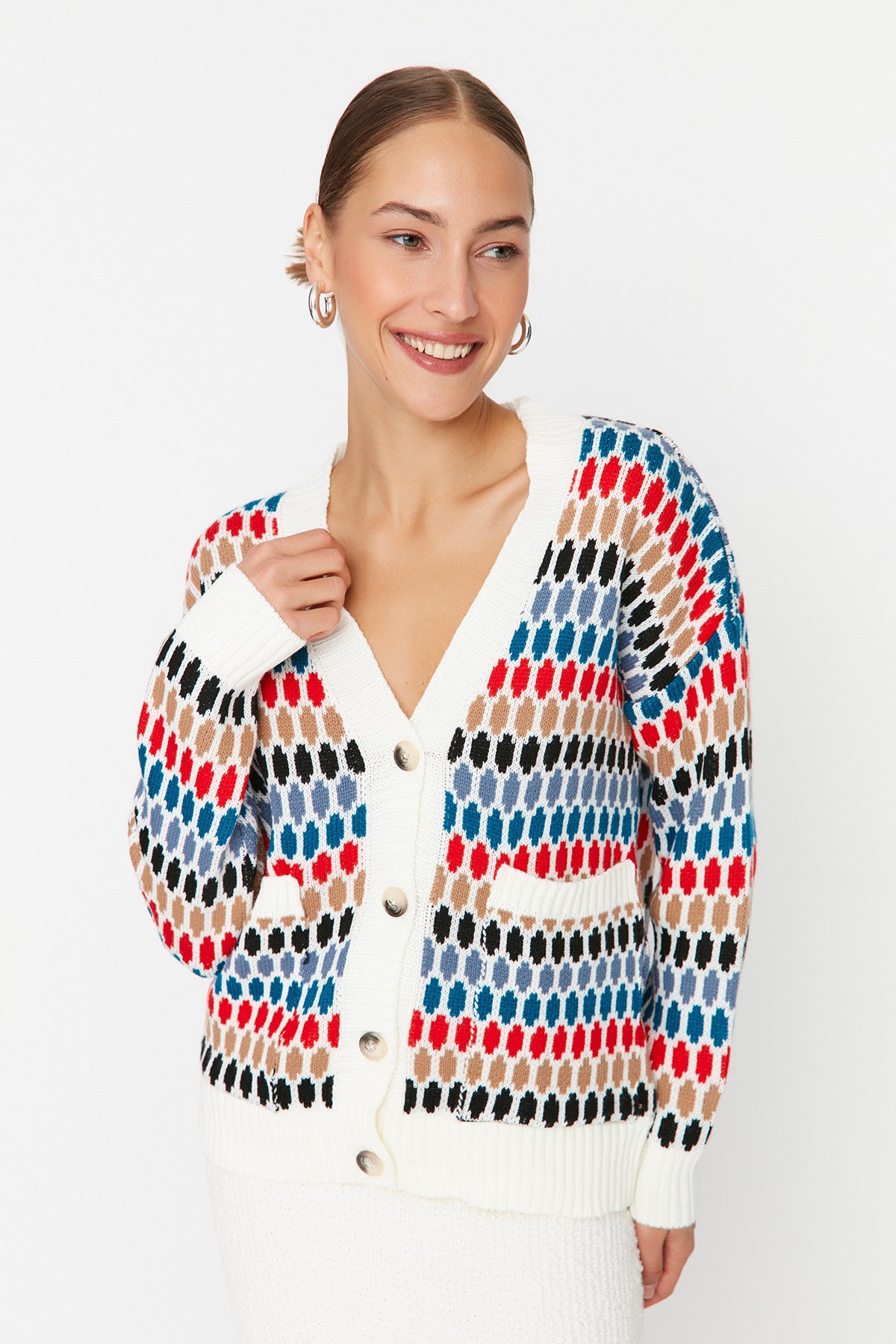 Trendyol Cardigan - Ecru - Oversize