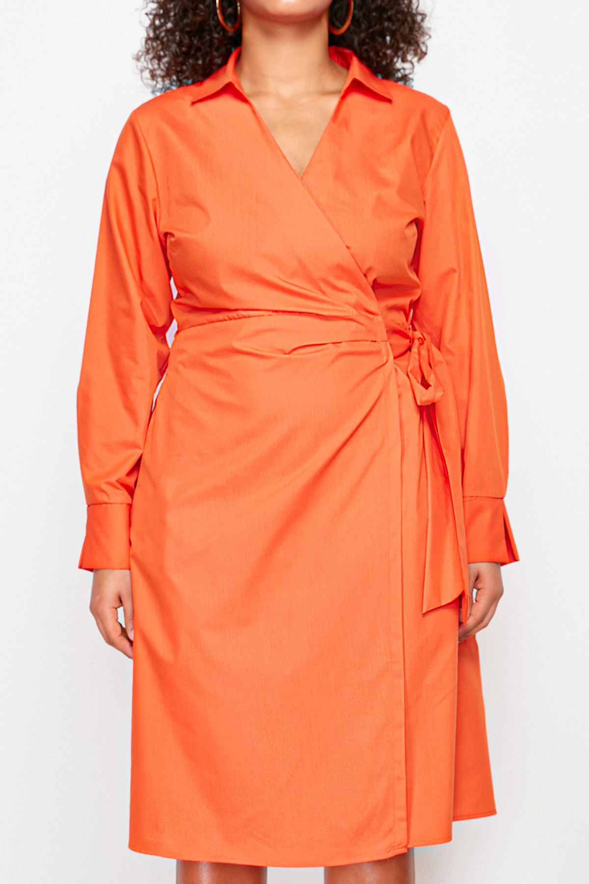 Trendyol Curve Orange Double Breasted Woven Dress