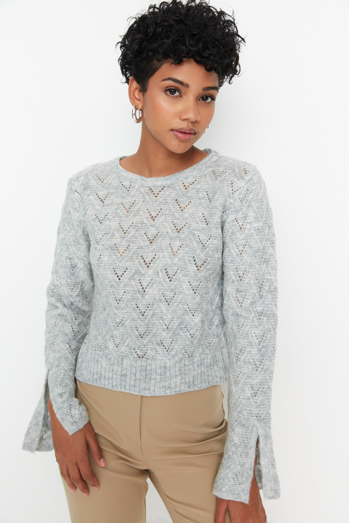 Trendyol Sweater - Gray - Regular fit