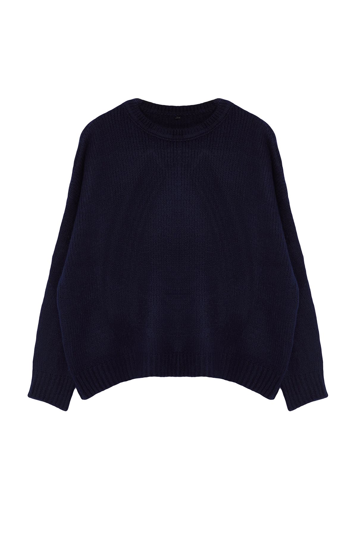 Trendyol Curve Navy Blue Crew Neck Soft Textured Knitwear Sweater