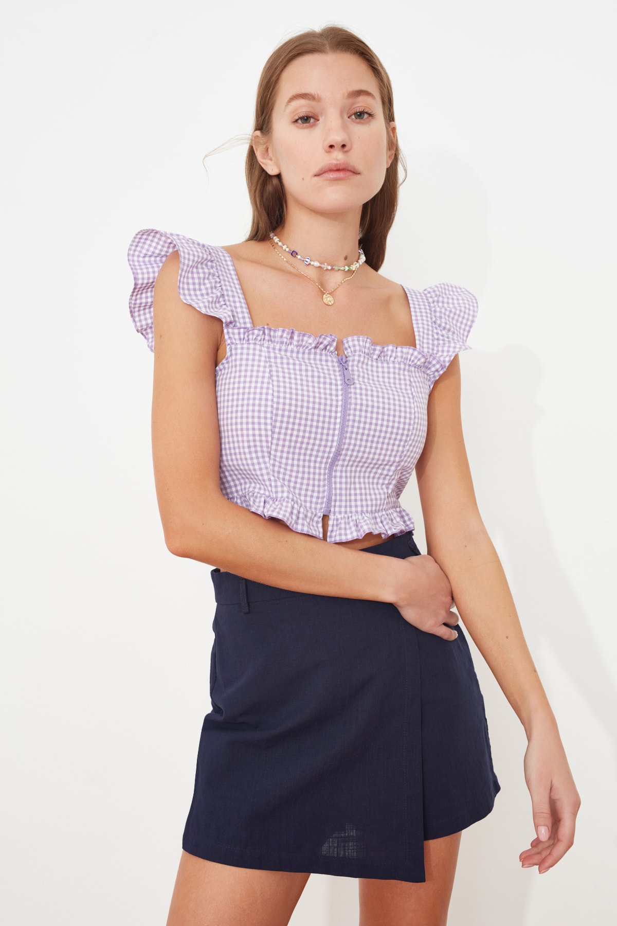 Trendyol Lilac fermoar detaliat Bluza