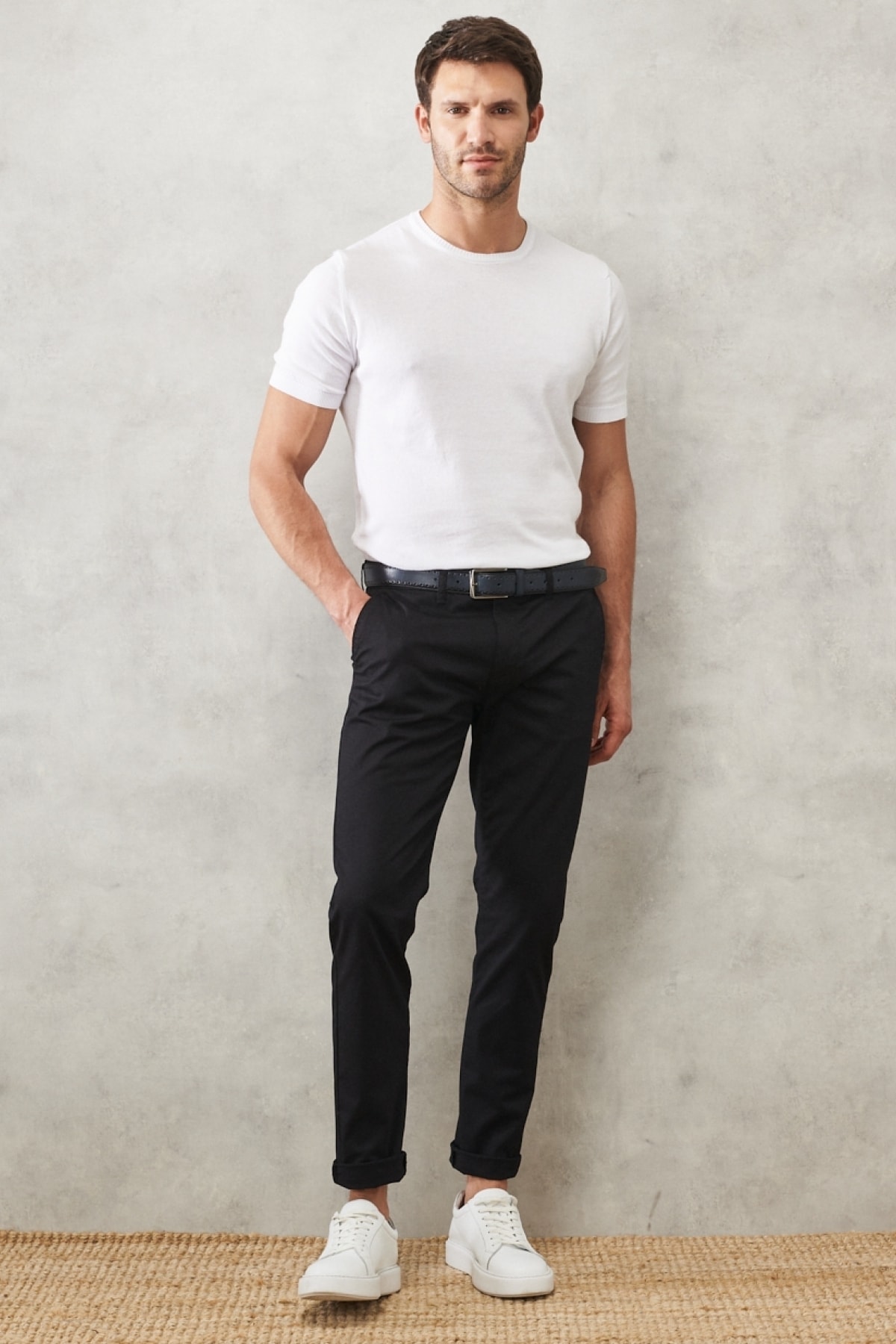 AC&Co / Altınyıldız Classics Men's Black Slim Fit Slim Fit Side Pocket Flexible Chino Trousers