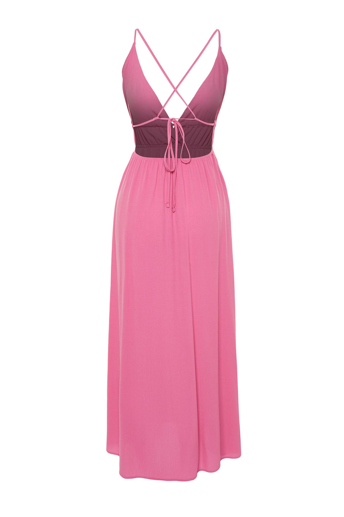 Trendyol Pink Maxi Woven Gathered Beach Dress