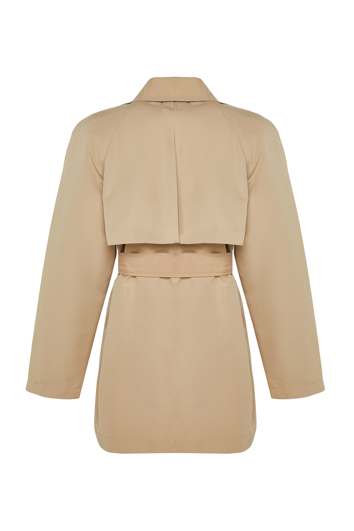 Trendyol Bej oversize wide cut beltted trenci