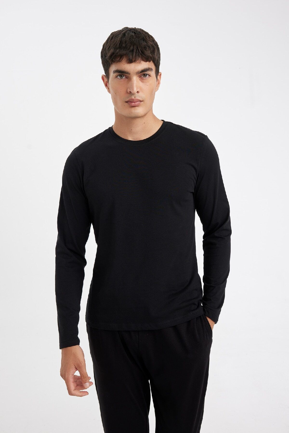 DEFACTO Slim Fit Crew Neck Long Sleeve Pajama Top