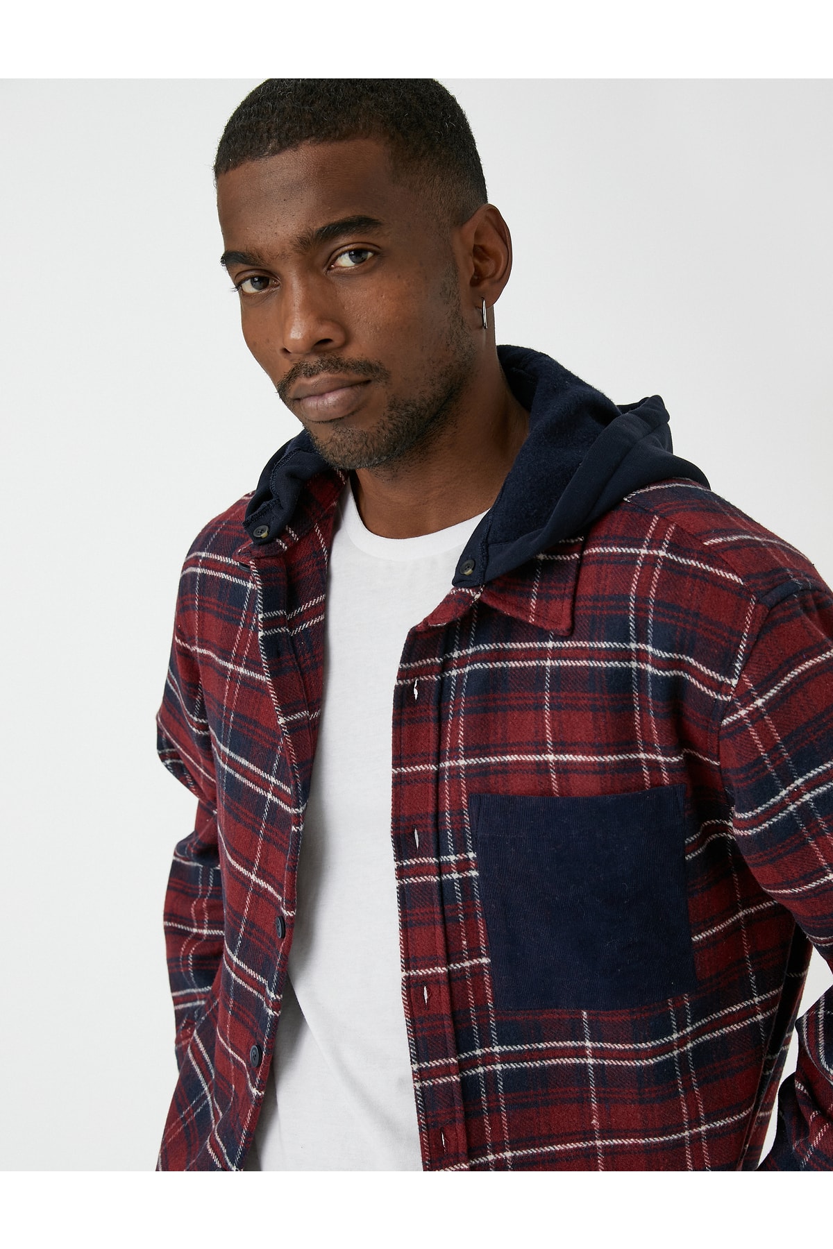 Koton Checkered Lumberjack Shirt with Hooded Pocket Detailed