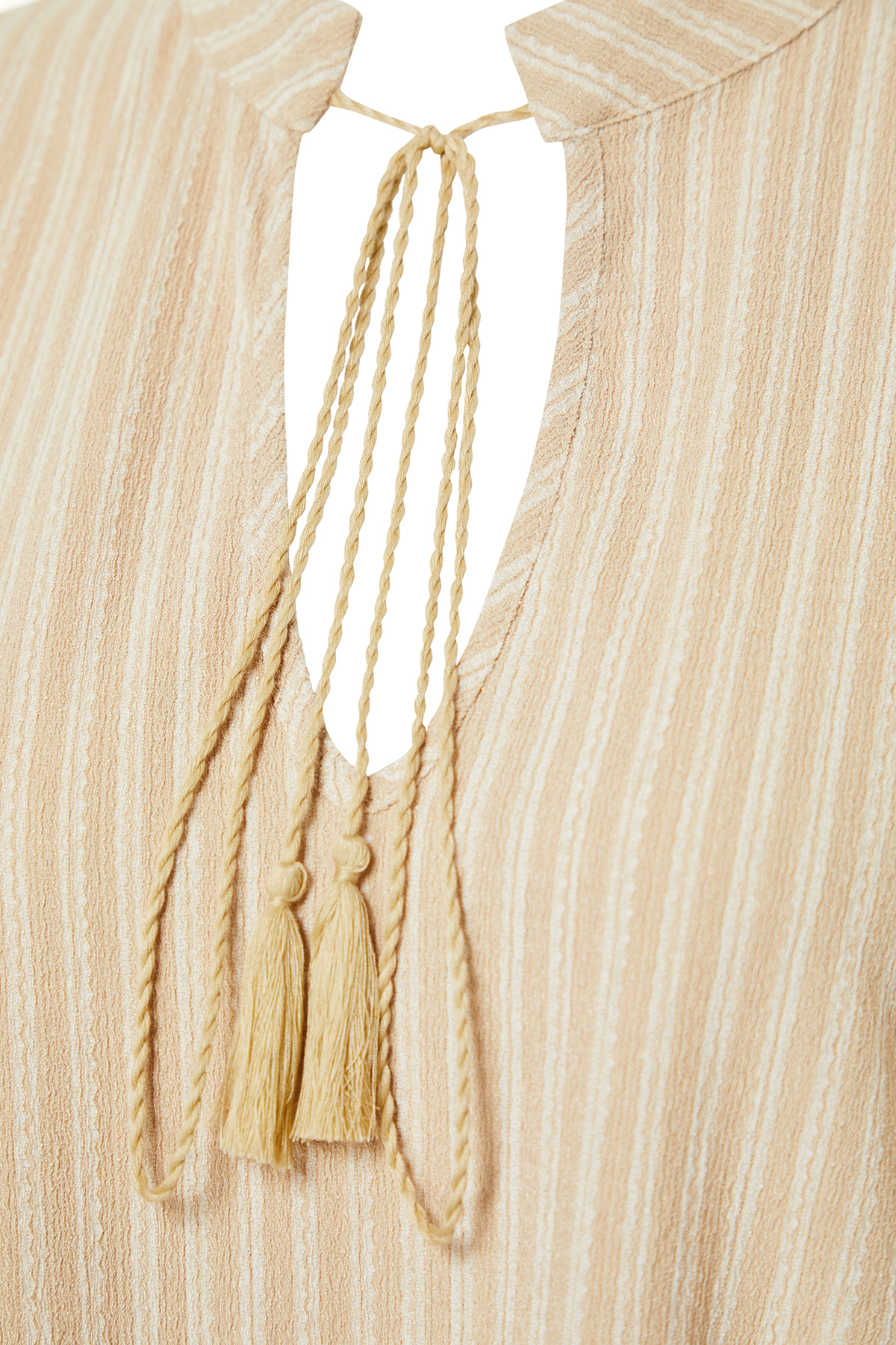 Trendyol Beige Wide Fit Mini Knitted Tied Beach Dress