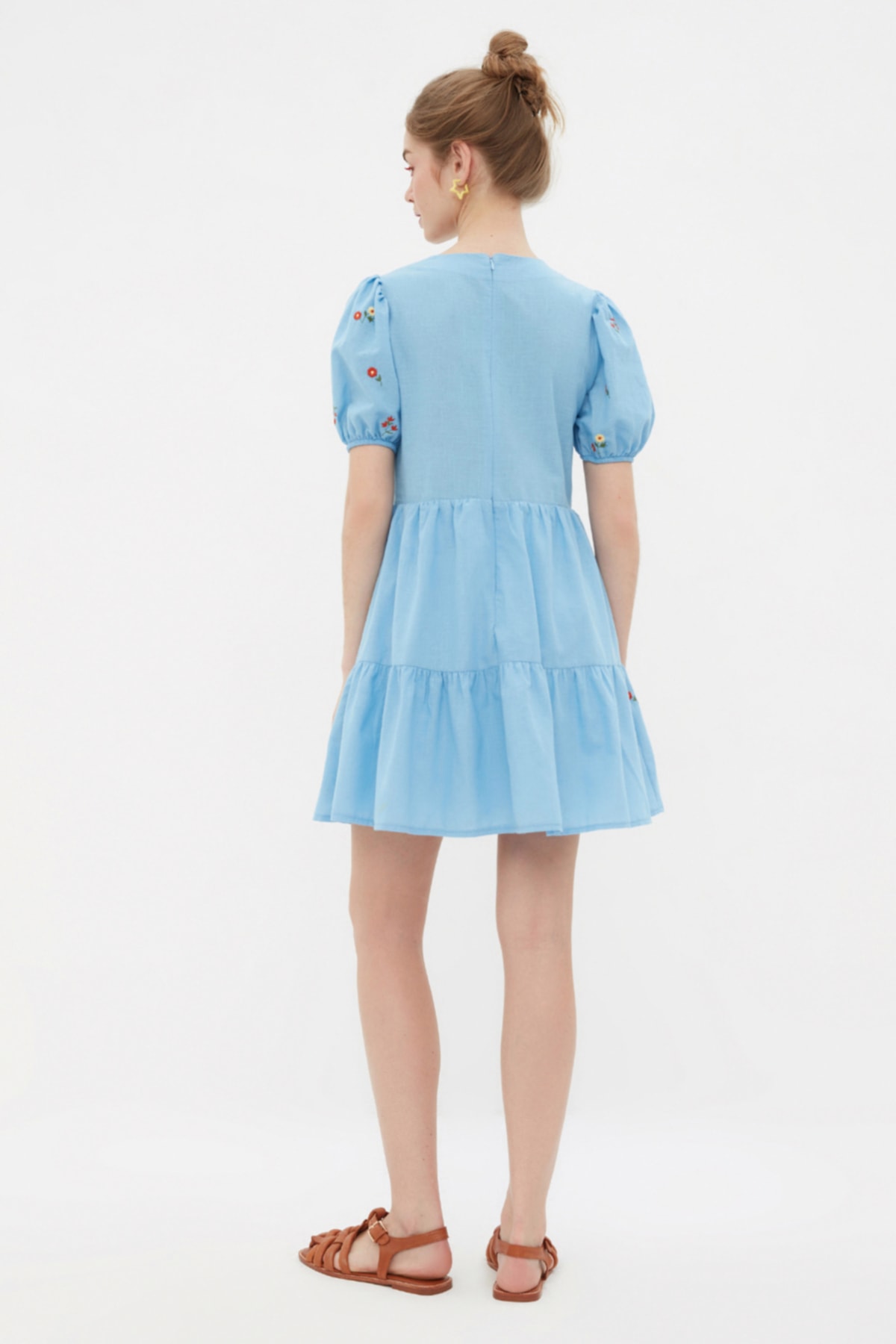 Trendyol albastru broderie Rochie