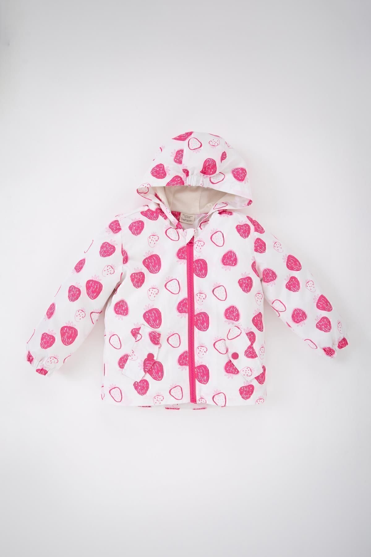 DEFACTO Baby Girl Patterned Water Repellent Hooded Coat