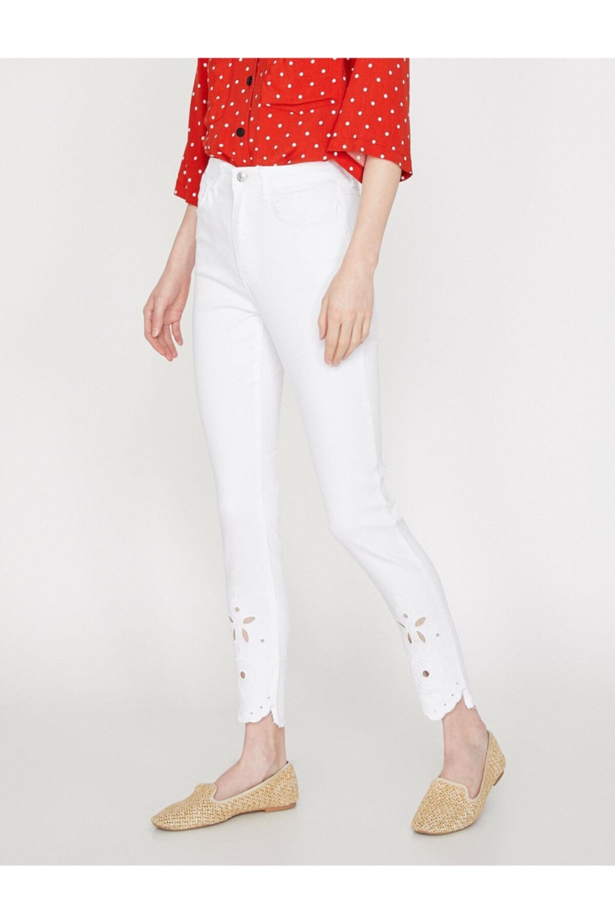 Koton femeii de buzunar detaliate picior pantaloni detaliate