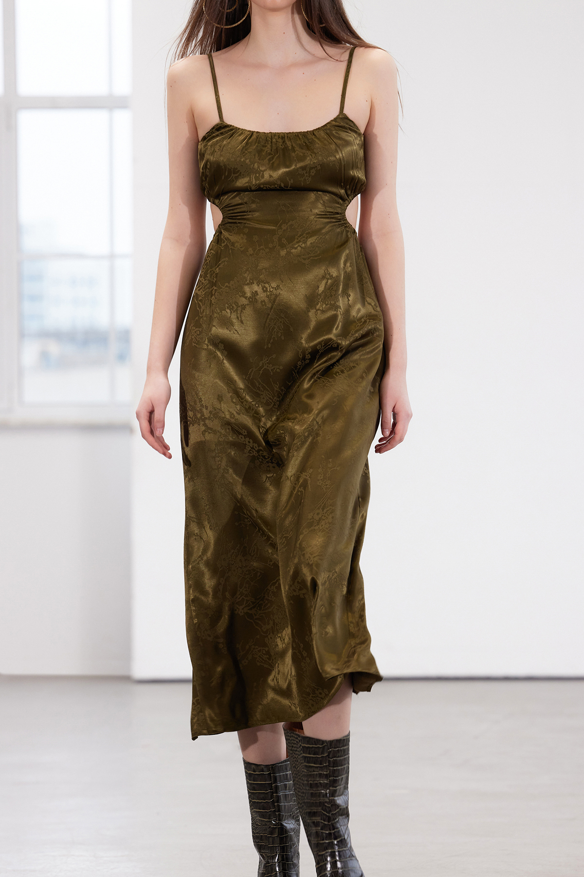 Trendyol Limited Edition Khaki Woven Satin Dress