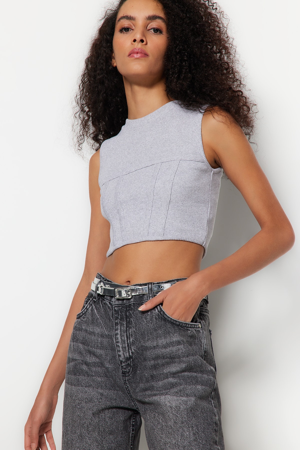 Trendyol Blouse - Gray - Slim fit