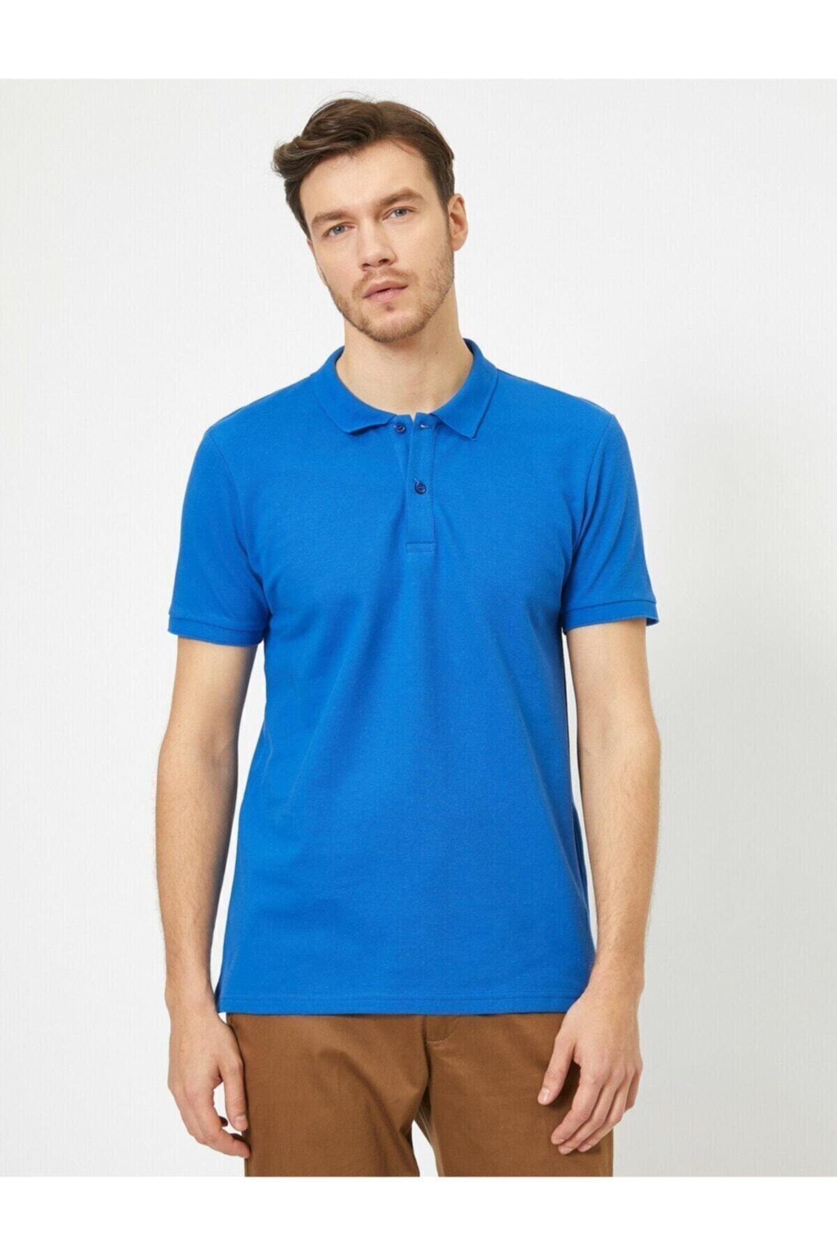 Levně Koton Pánské tričko Saxe Blue s rolákem