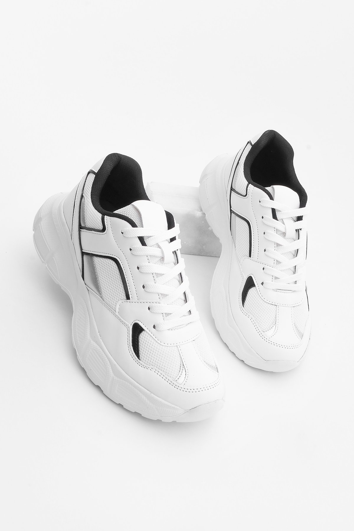 Marjin Women's Sneaker High Sole Sports Shoes Elfesa White