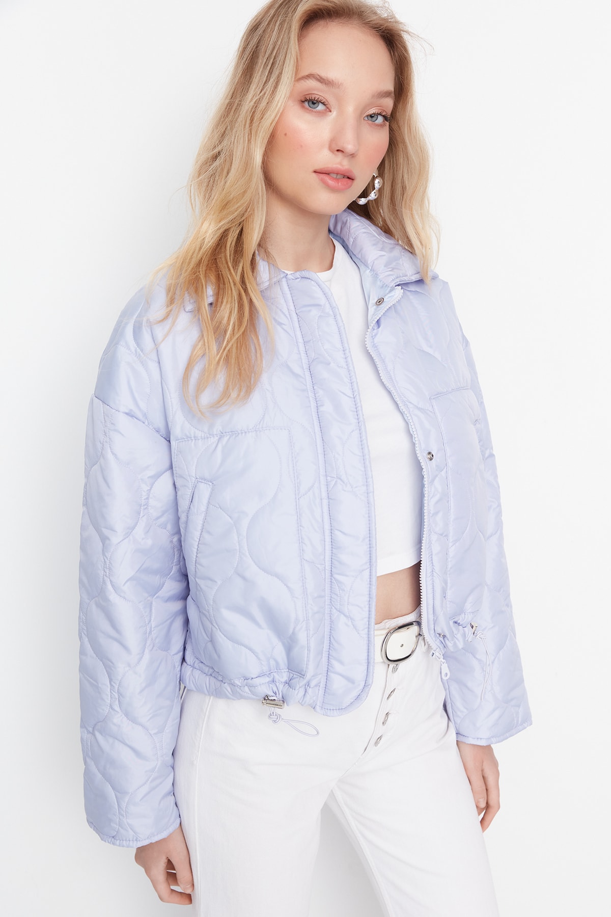 Trendyol Lilac Oversize Quilted Down Jacket