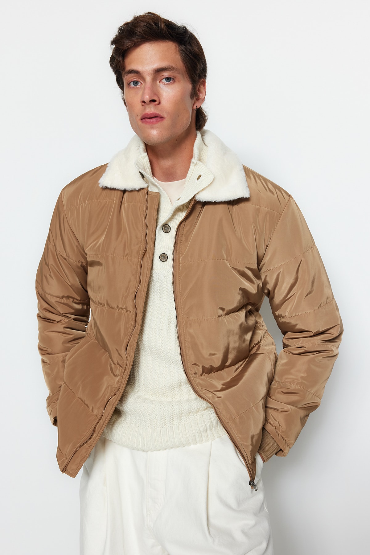 Trendyol Mink Regular Fit Fleece Lined Thick Coat