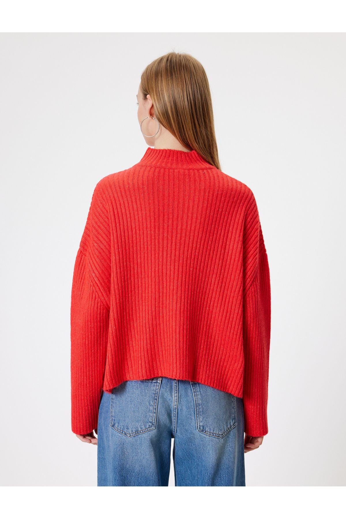 Koton Oversize Knitwear Sweater High Collar Textured Long Sleeve