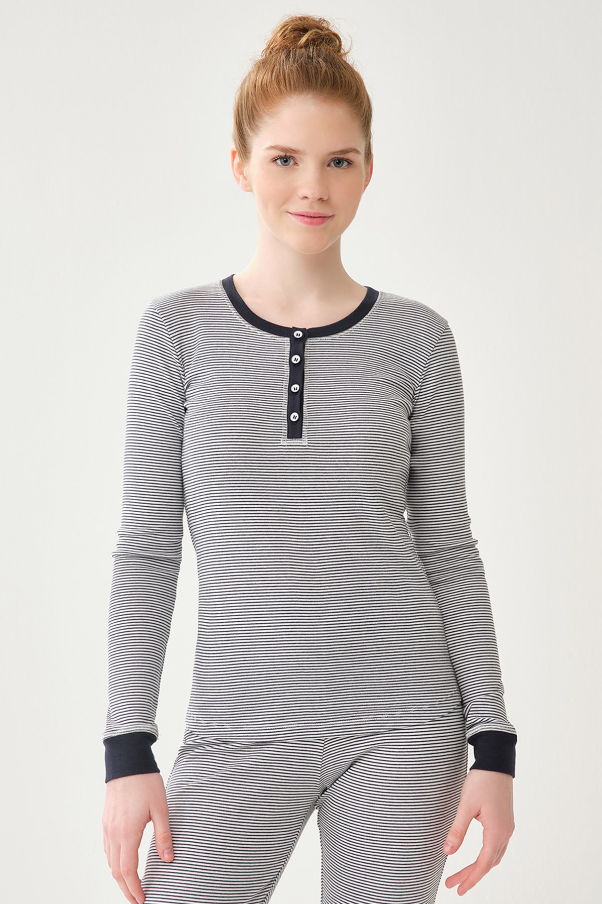 Dagi Pajama Top - Navy blue - Plain