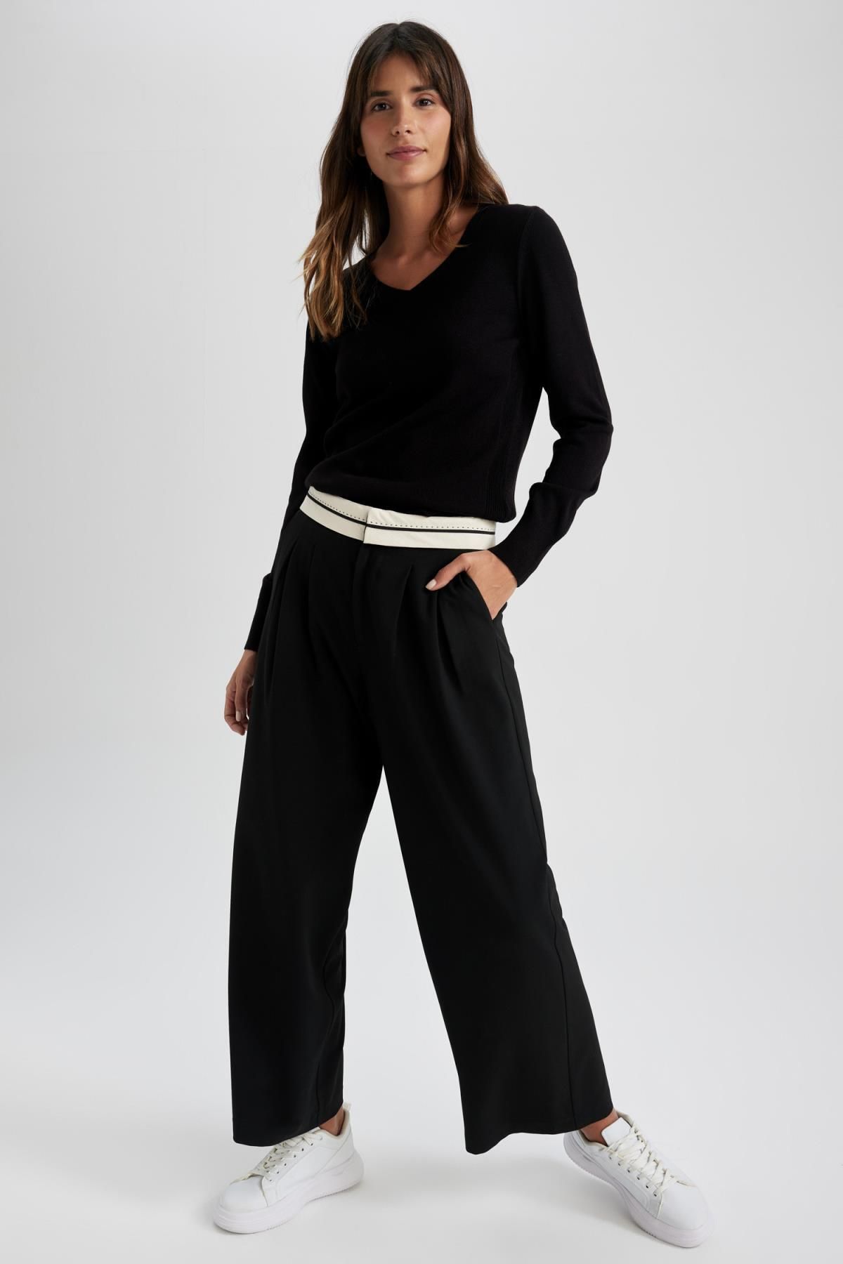 DEFACTO Regular Fit V-Neck Basic Sweater