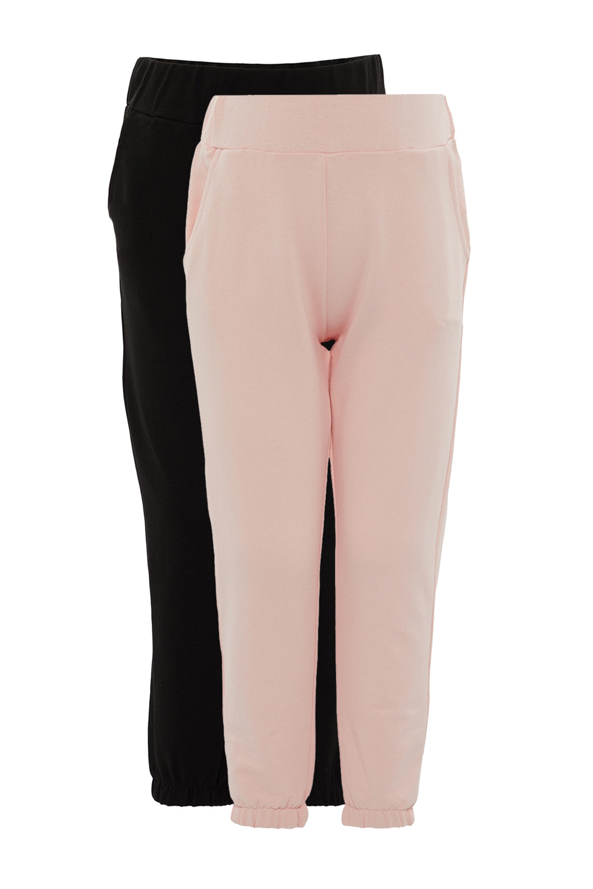 Trendyol Black-Pink 2-Pack Girls' Knitted Thin Sweatpants