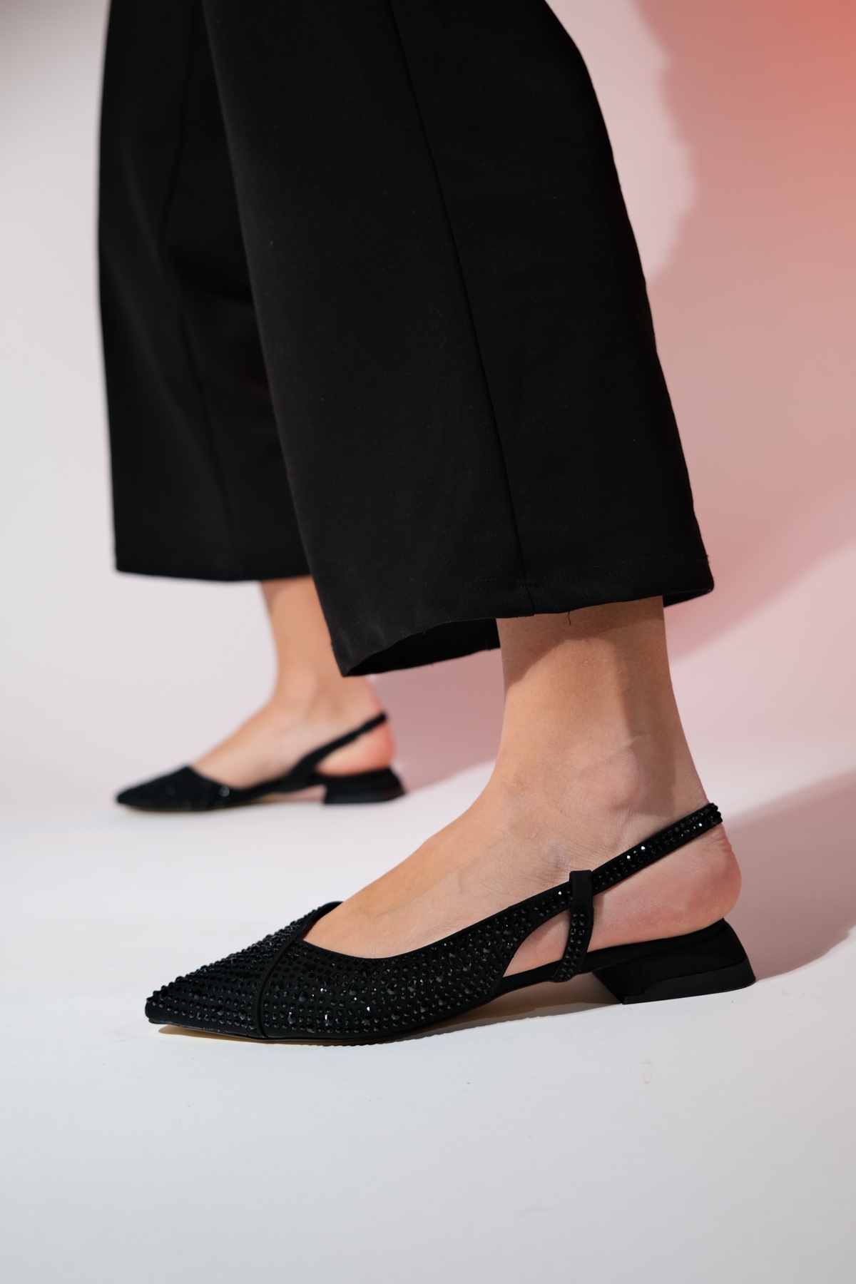 Levně LuviShoes JOKER Black Stone Pointed Toe Women's Sandals