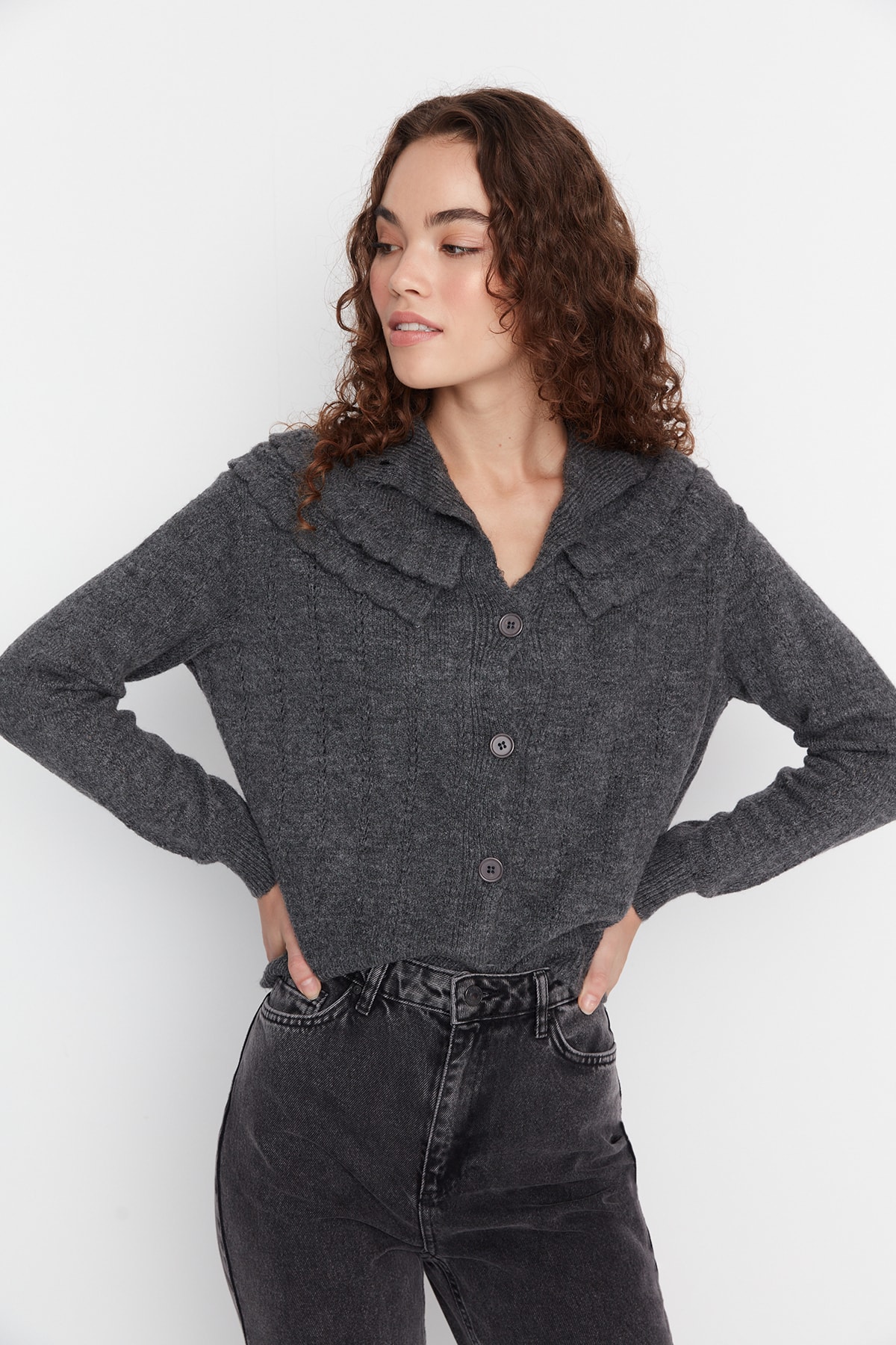 Trendyol Cardigan - Gray - Regular fit