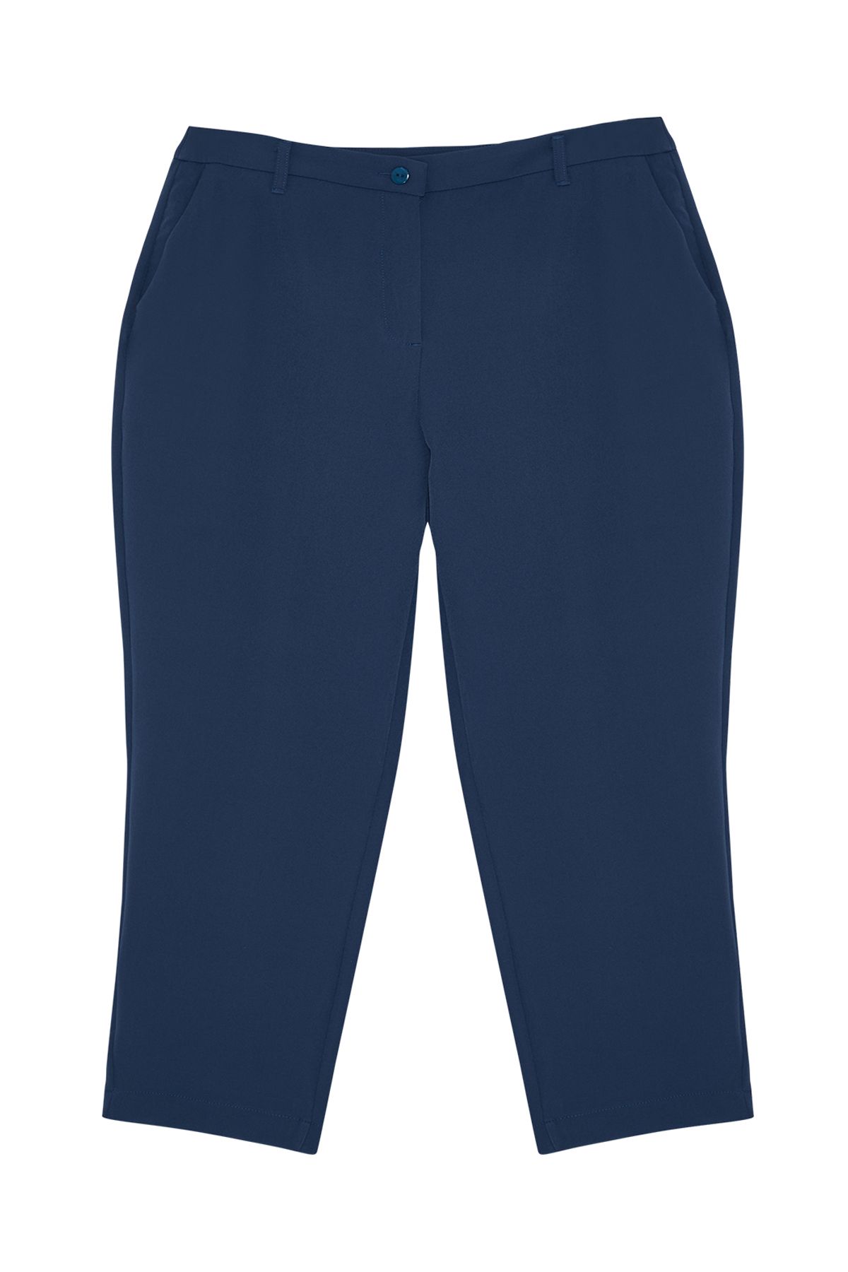 Trendyol Curve Navy Blue Woven Short Plus Size Fabric Trousers