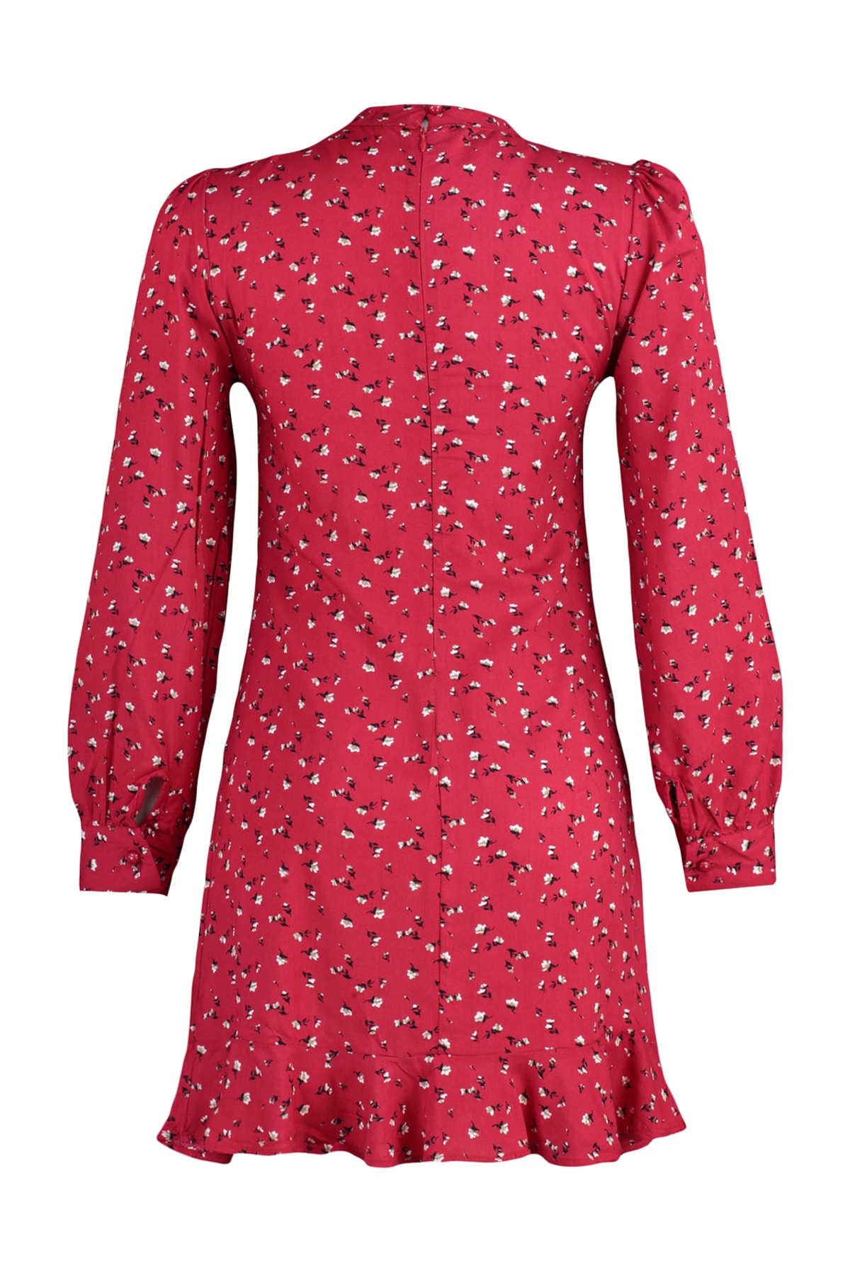 Trendyol Red High Neck Flounce Mini Rochie țesută țesută