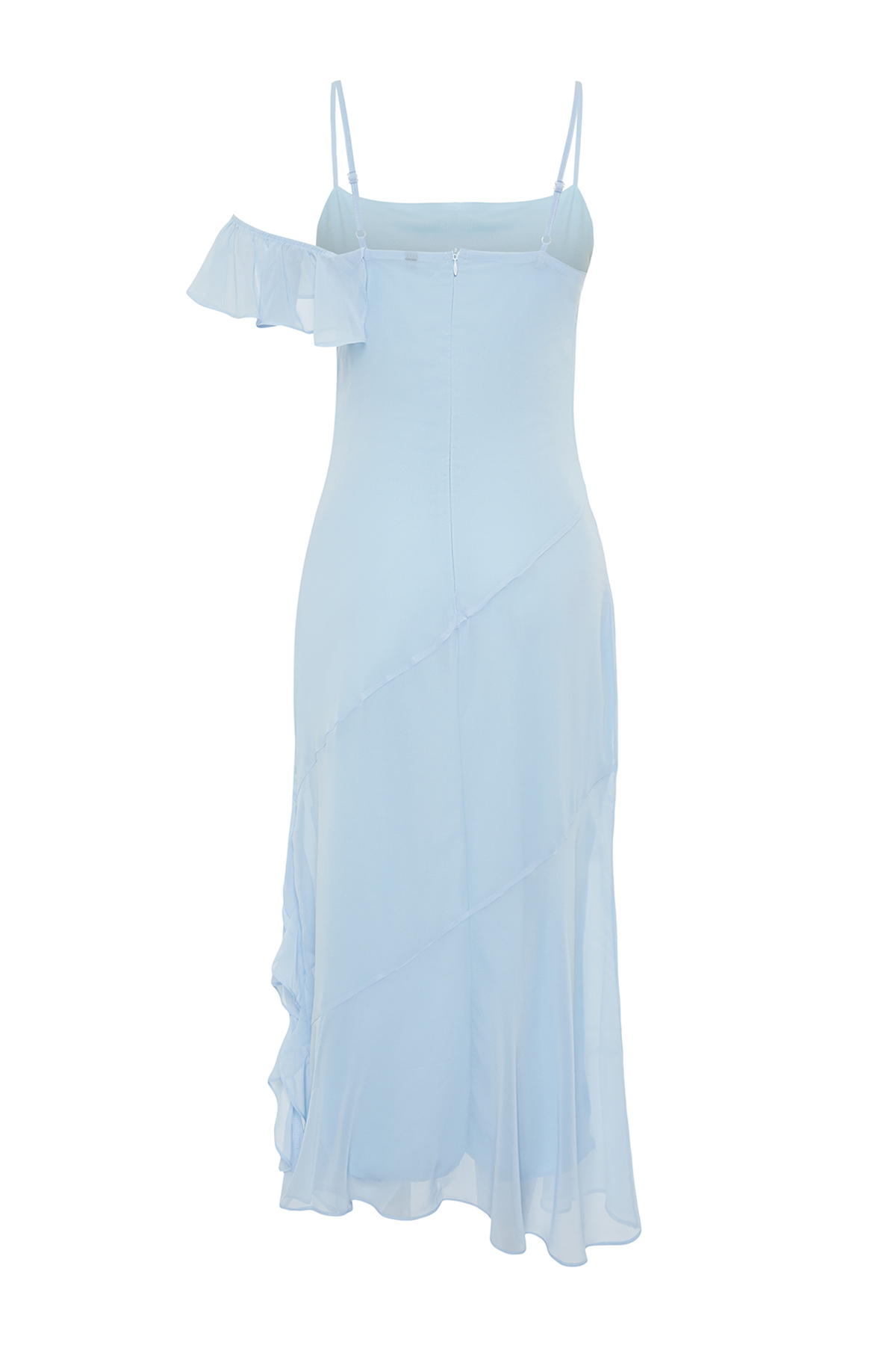 Trendyol Light Blue Flounce Woven Chiffon Elegant Evening Dress