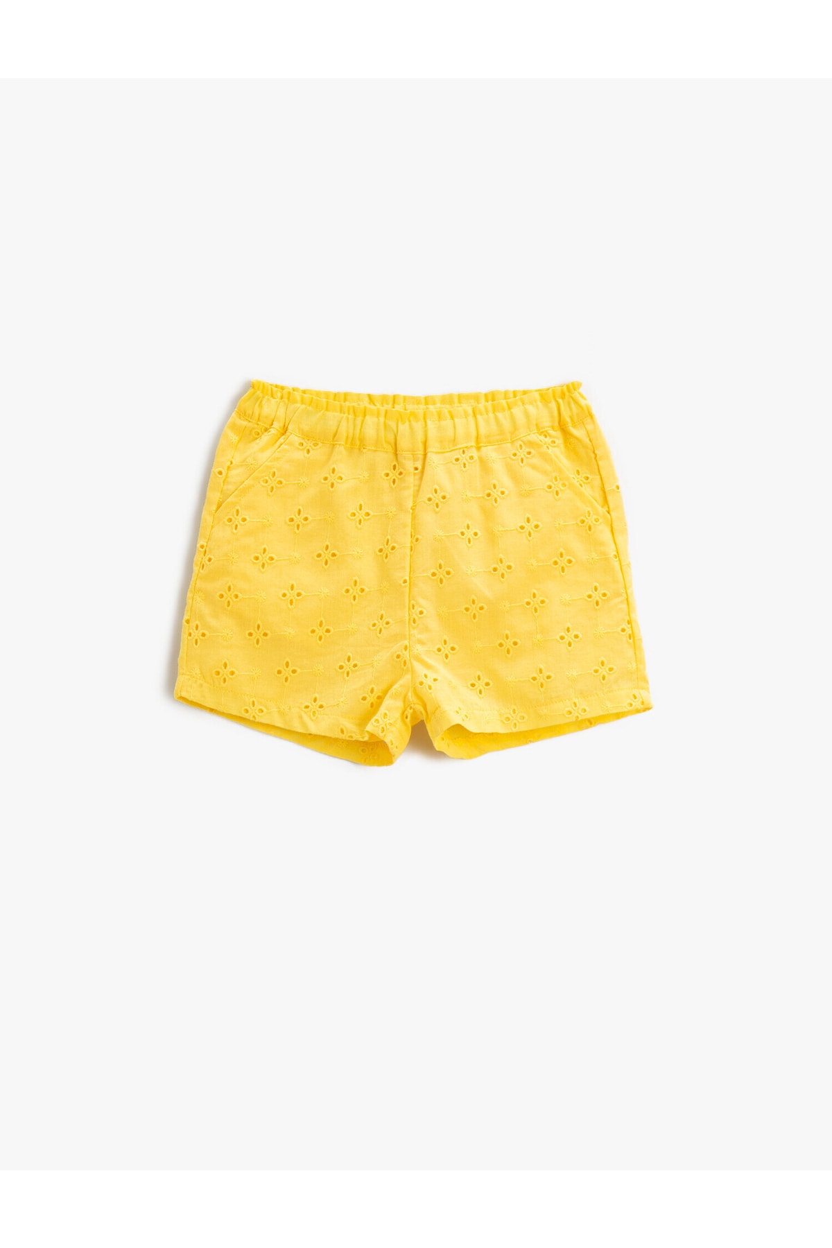 Koton Embroidered Scalloped Shorts With Elastic Waist Cotton