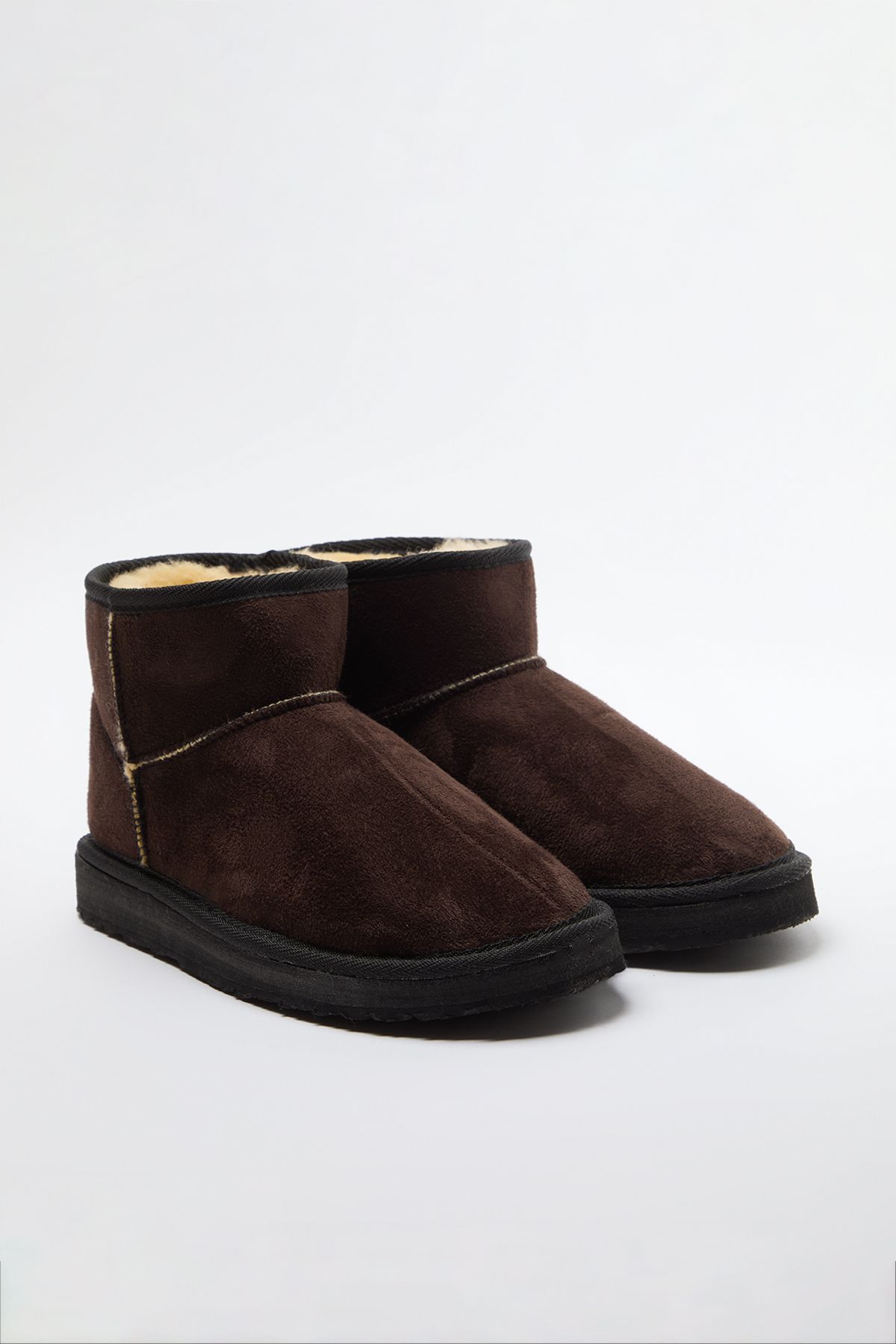 Trendyol Dark Brown Fur Lined Round Toe Flatform Heeled Women's Boots