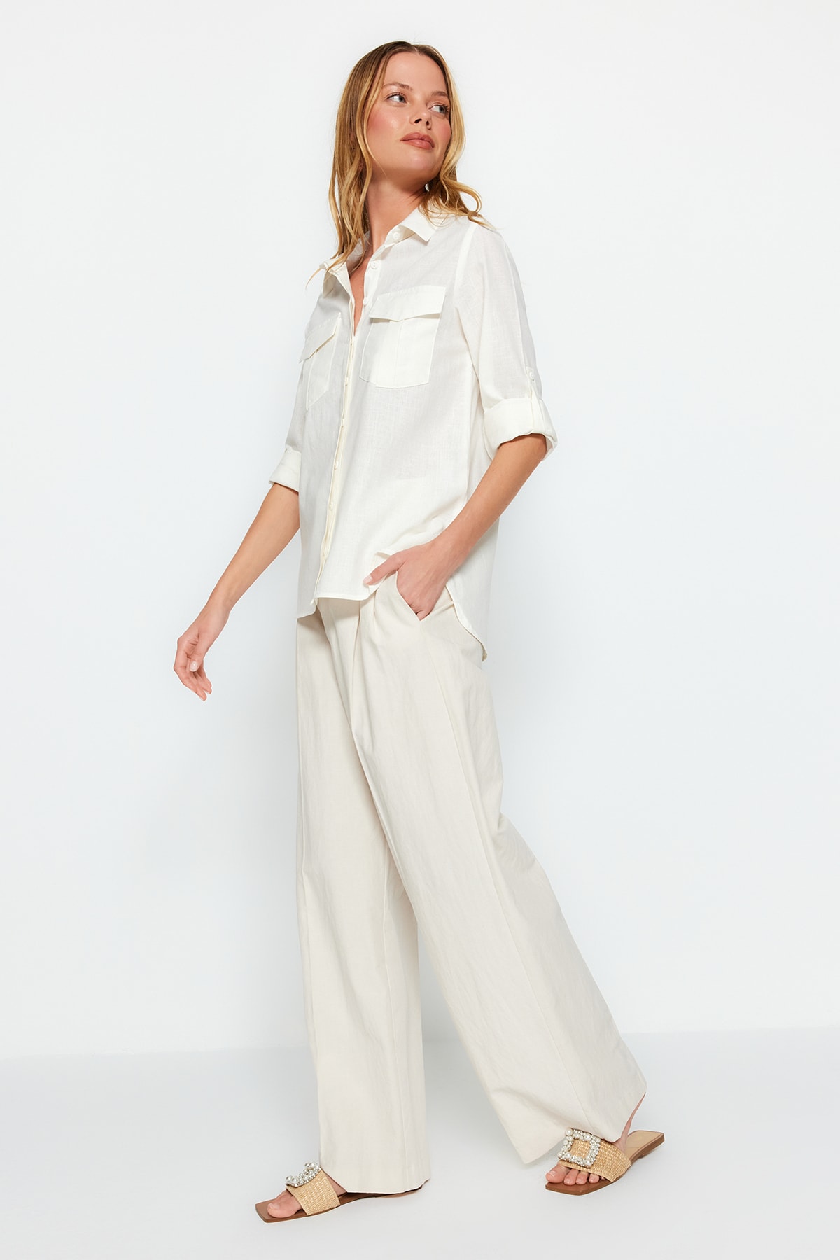 Trendyol Shirt - Ecru - Regular fit