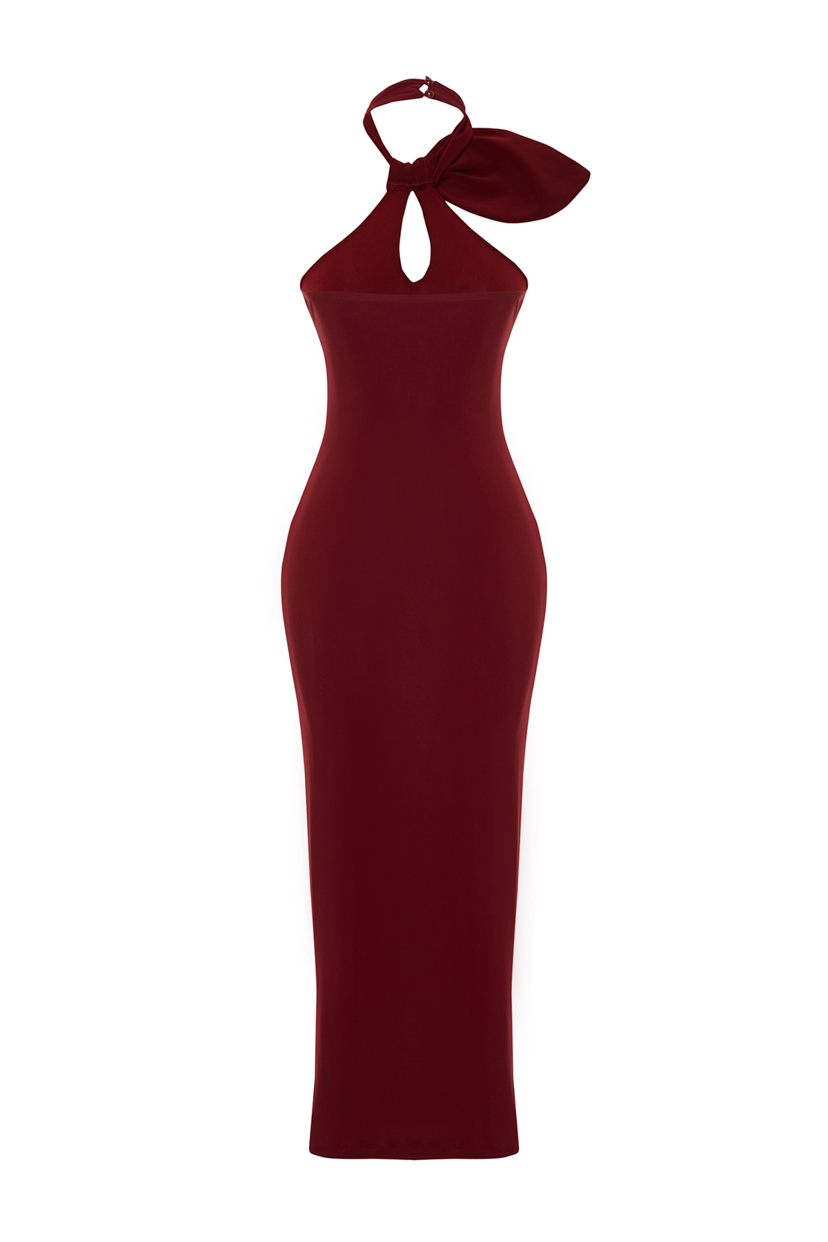 Trendyol Claret Red Limited Edition Cut Out and Accessory Detailed Fitted Maxi Pencil Dress