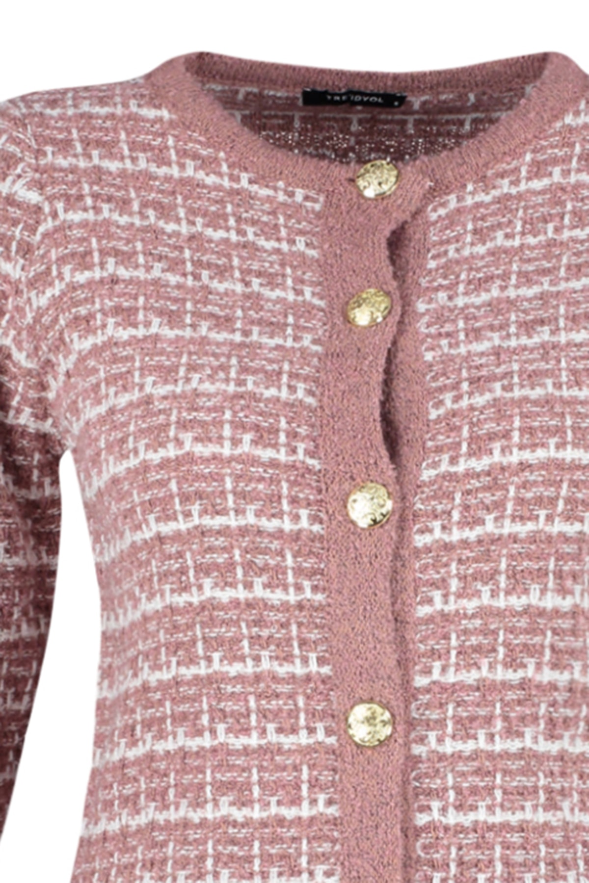 Trendyol Dusty Rose Knit Detailed Soft Texture Cardigan-Skirt Knitwear Bottom-Top Set