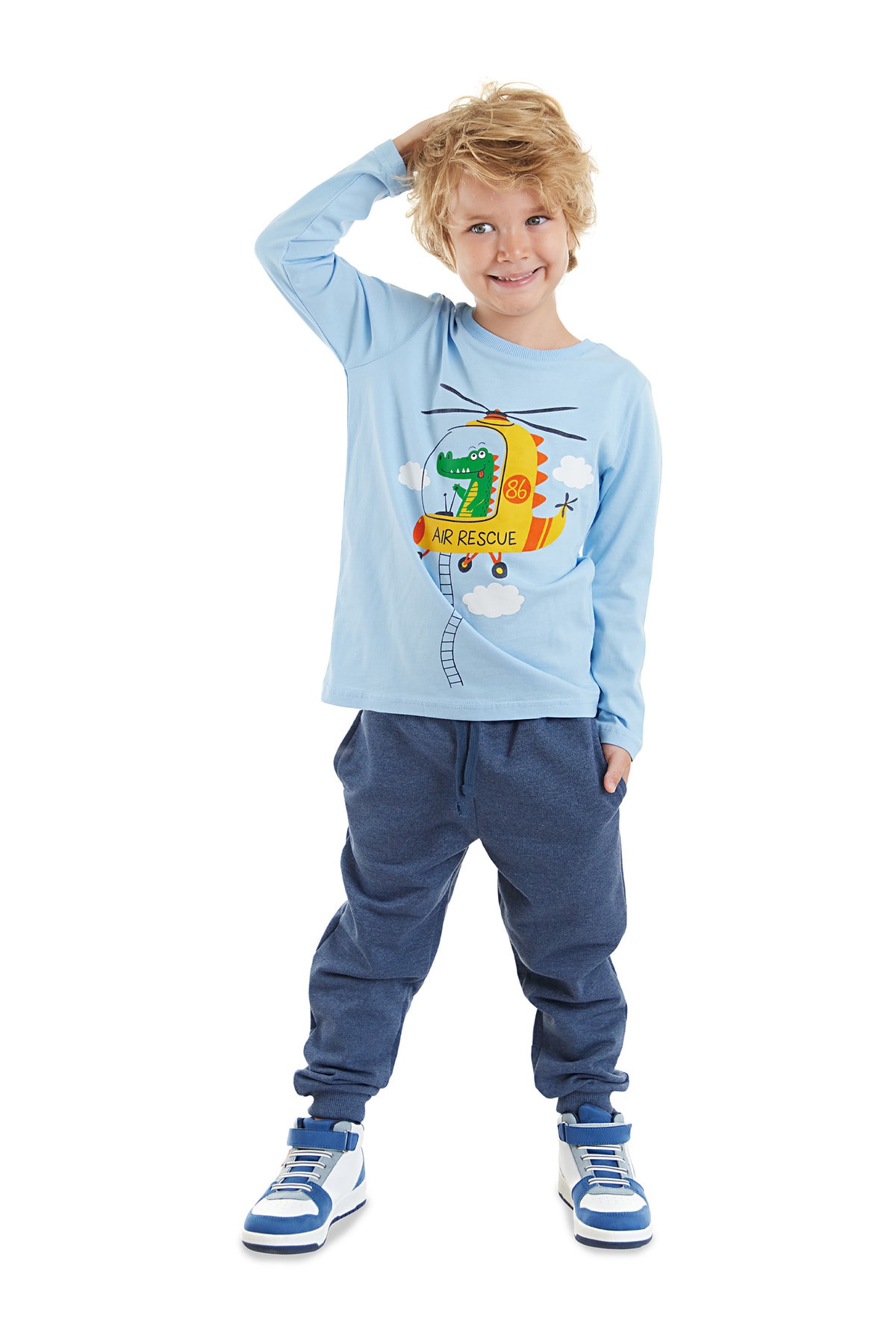 Denokids Helicopter Boy's T-shirt Trousers Set