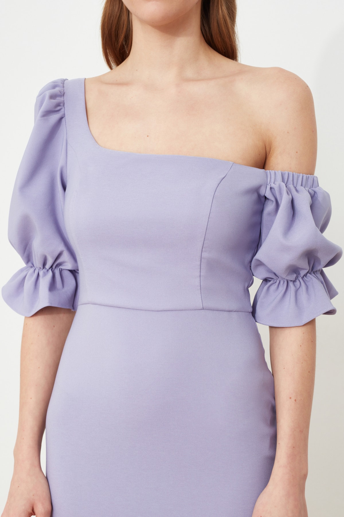 Trendyol Liliac Poplin Detaliate Dress