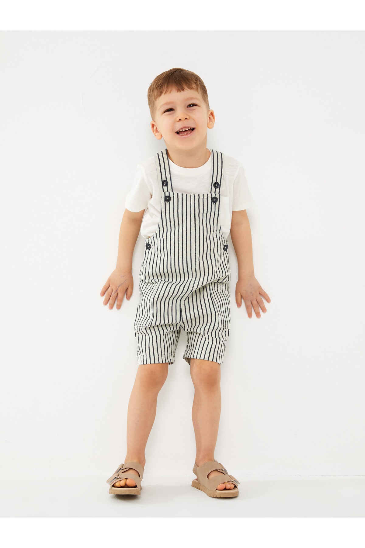 LC Waikiki LCW ECO Square Collar Striped Baby Boy Singlet.