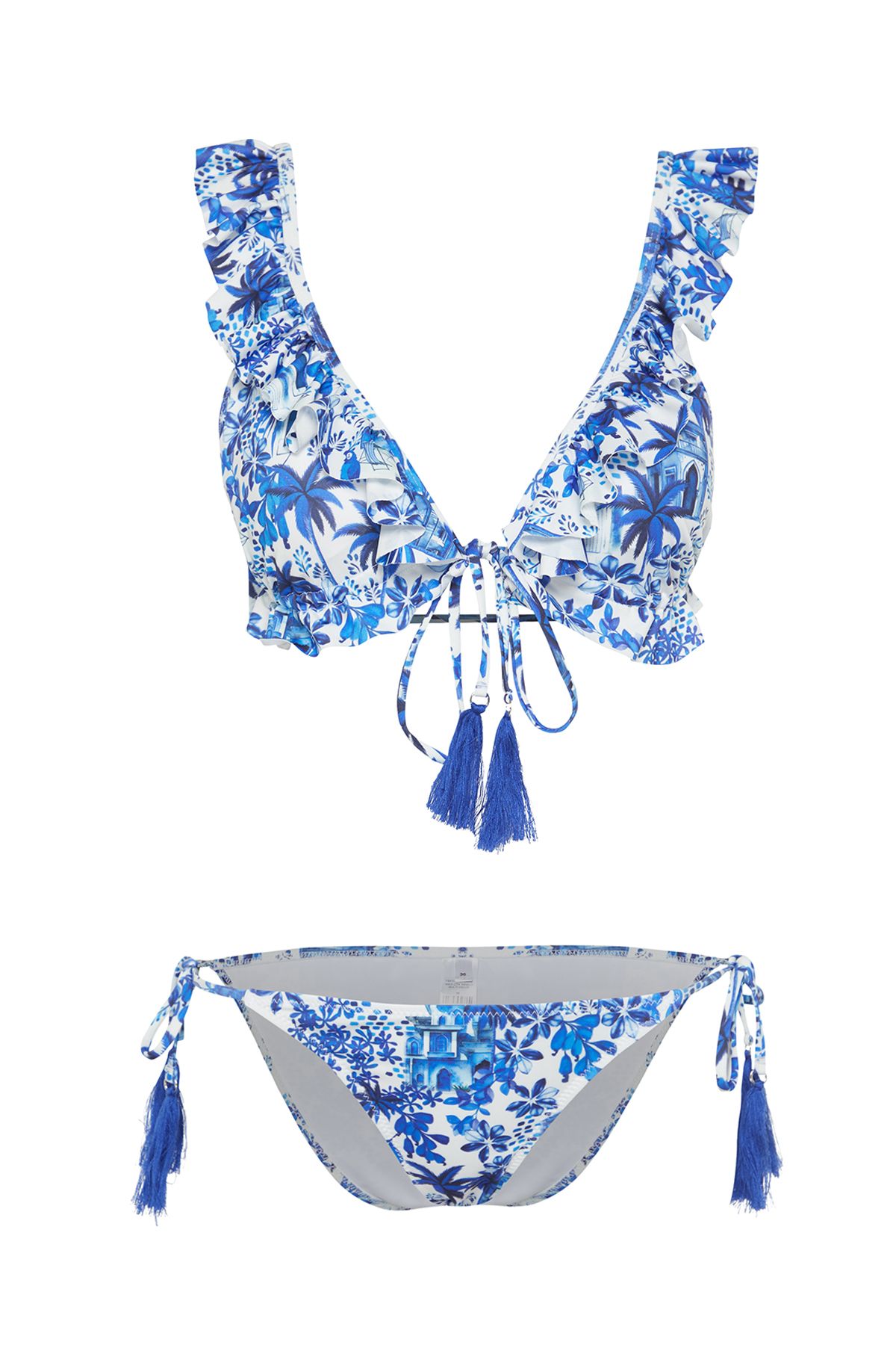 Trendyol Floral Patterned Triangle Two-piece Bikini Set
